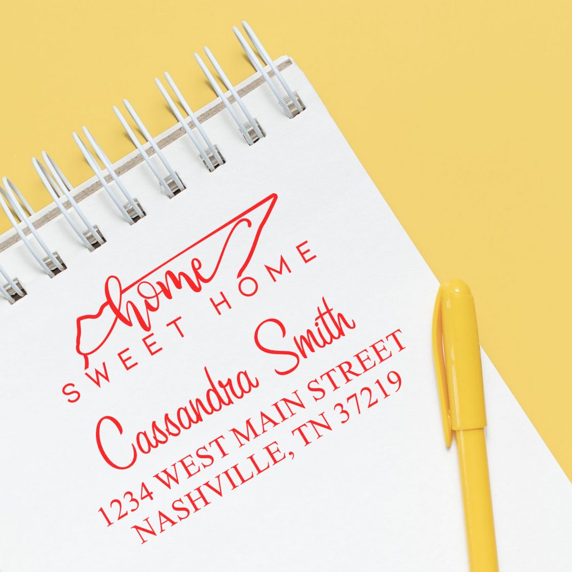 Slim Home Sweet Home Tennessee Custom Mailing Address Pre-Inked Stamp - Engineer Seal Stamps