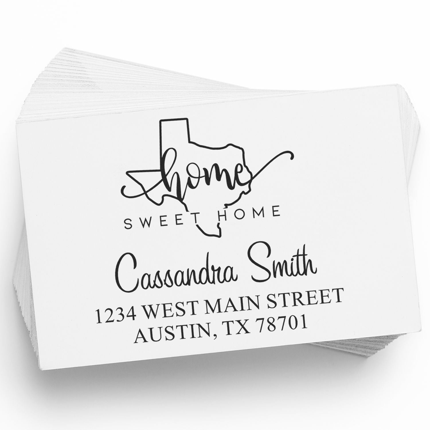 Slim Home Sweet Home Texas Custom Mail Address Stamp - Engineer Seal Stamps