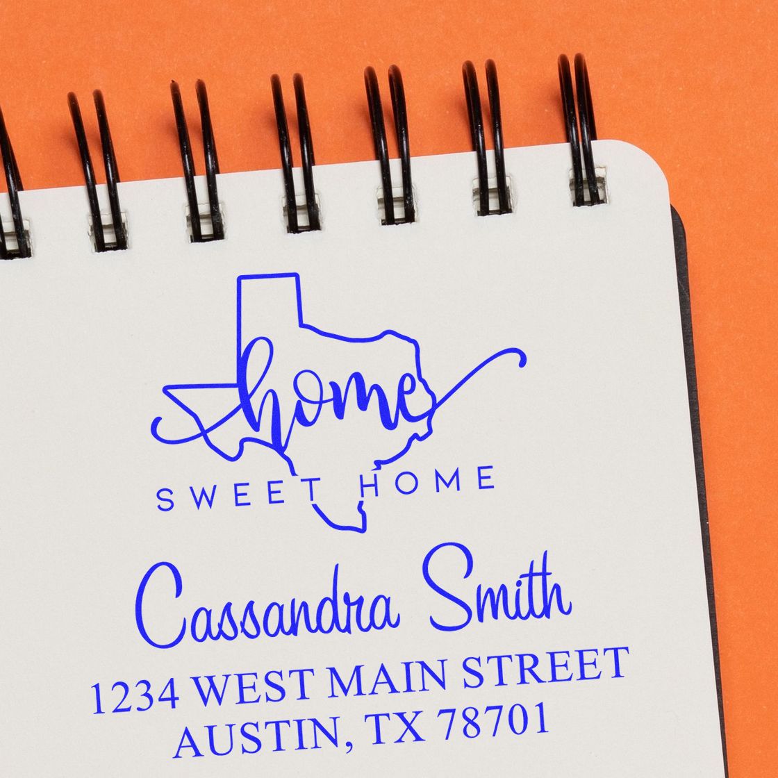 Wood Handle Home Sweet Home Texas Custom Return Address Stamp - Engineer Seal Stamps