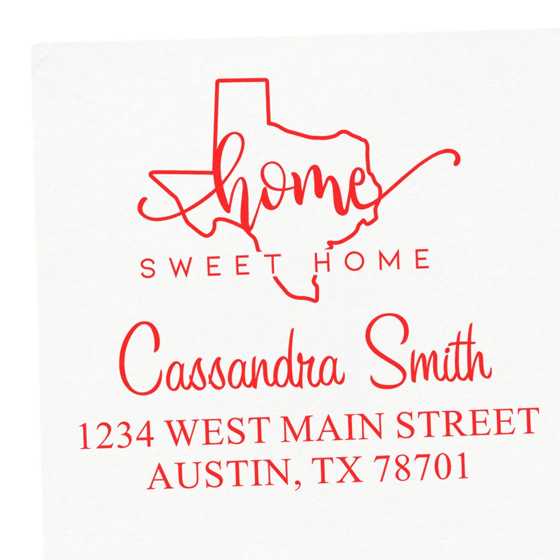 Slim Home Sweet Home Texas Custom Mail Address Stamp - Engineer Seal Stamps