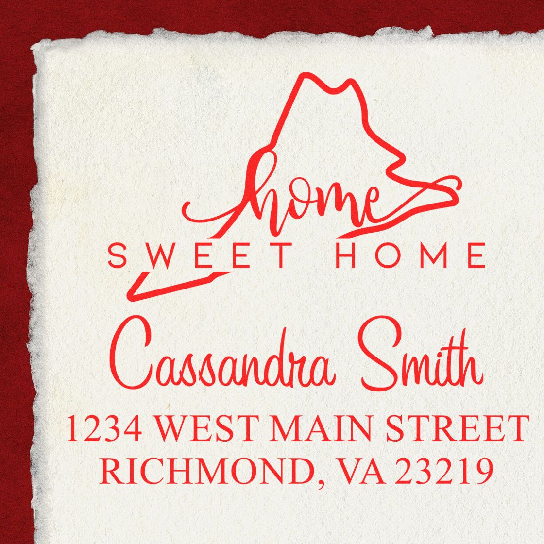 Wood Handle Home Sweet Home Virginia Custom Name and Address Stamp - Engineer Seal Stamps