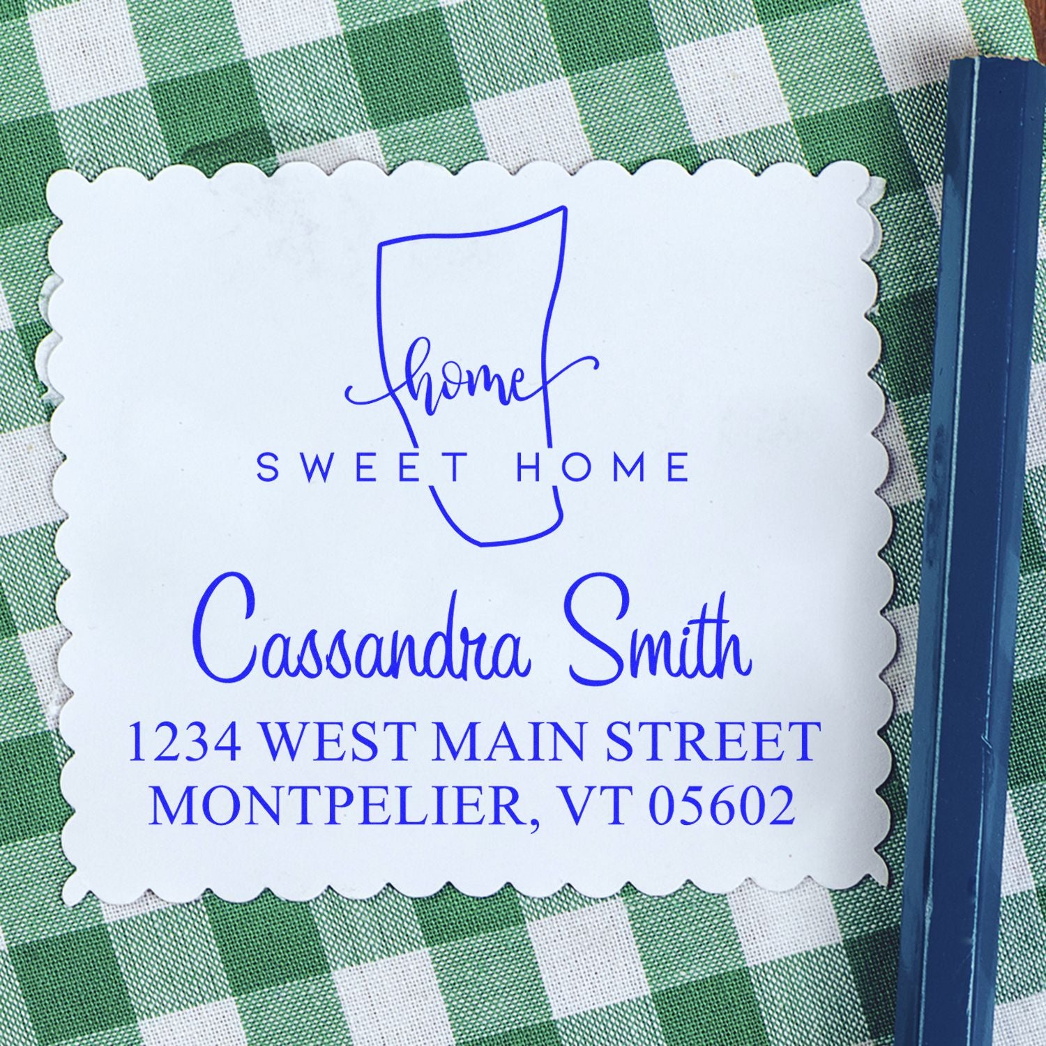 Slim Home Sweet Home Vermont Custom Mail Address Pre-Inked Stamp - Engineer Seal Stamps