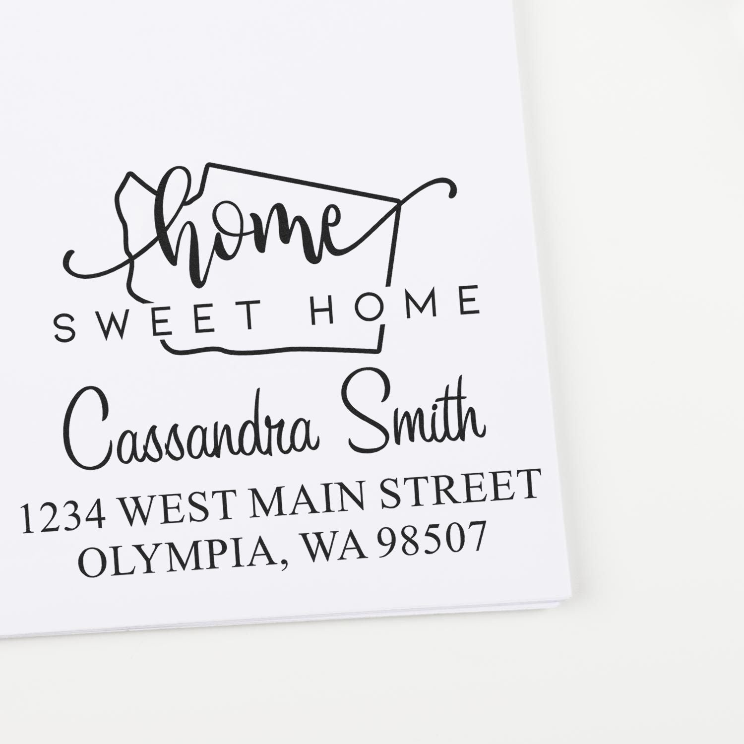 Wood Handle Home Sweet Home Washington Custom Name and Address Stamper - Engineer Seal Stamps