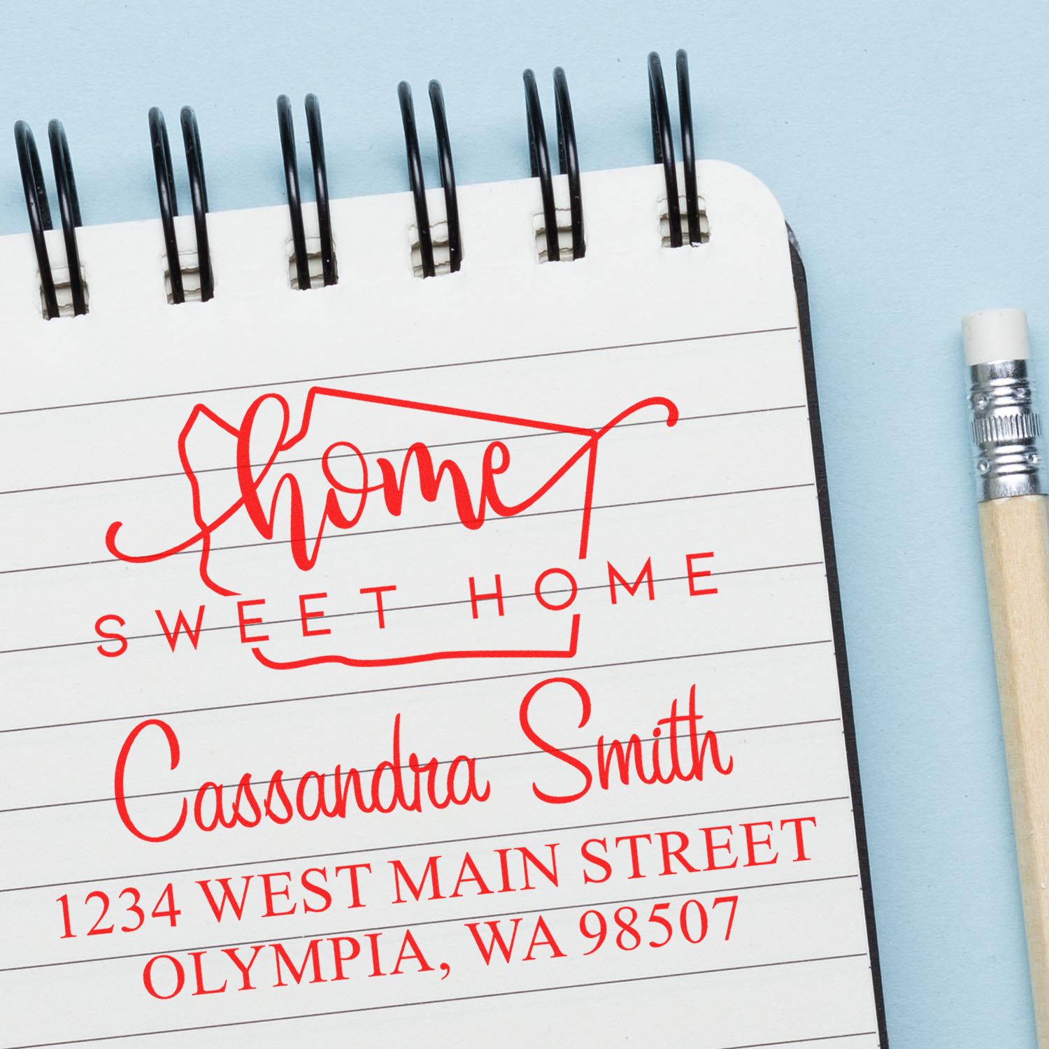 PSI Pre-Inked Home Sweet Home Washington Custom Address Return Rubber Stamp - Engineer Seal Stamps