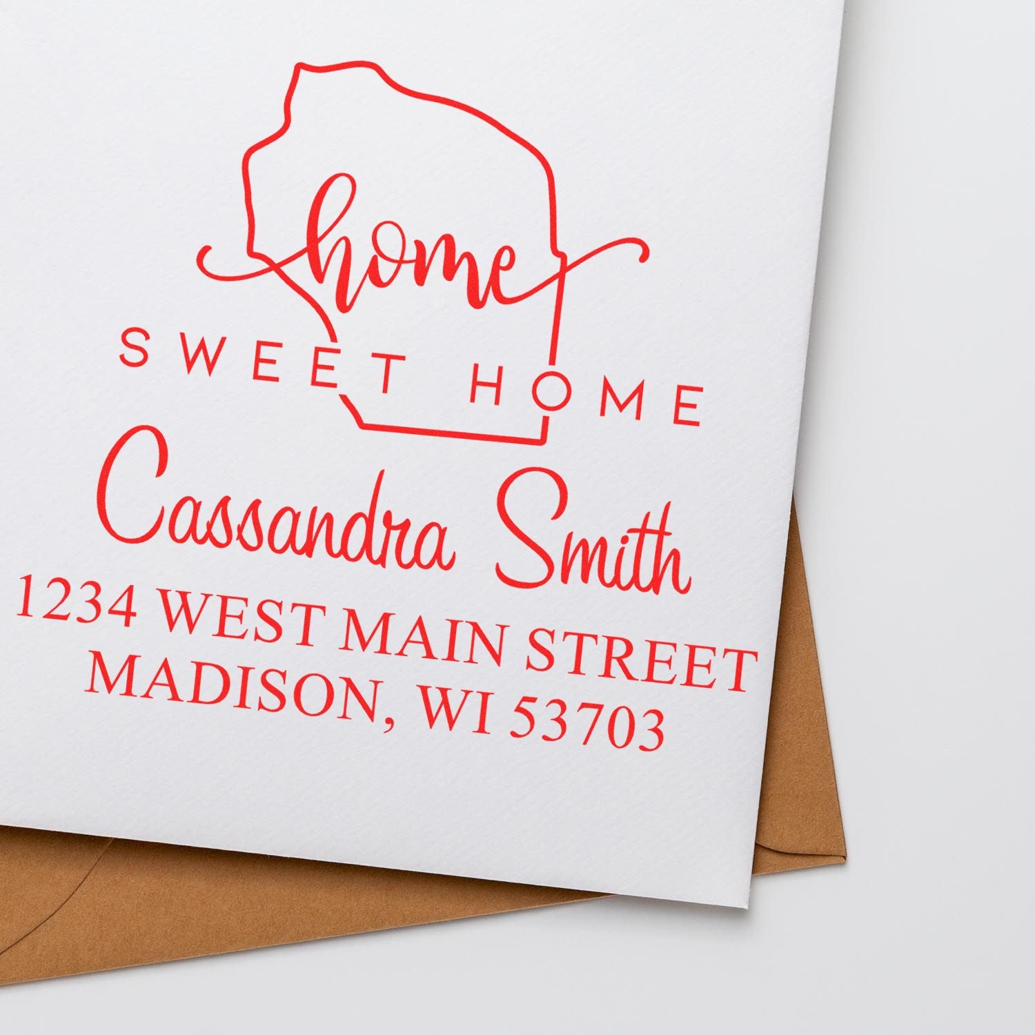 Slim Home Sweet Home Wisconsin Custom Home Address for Envelopes Stamp - Engineer Seal Stamps