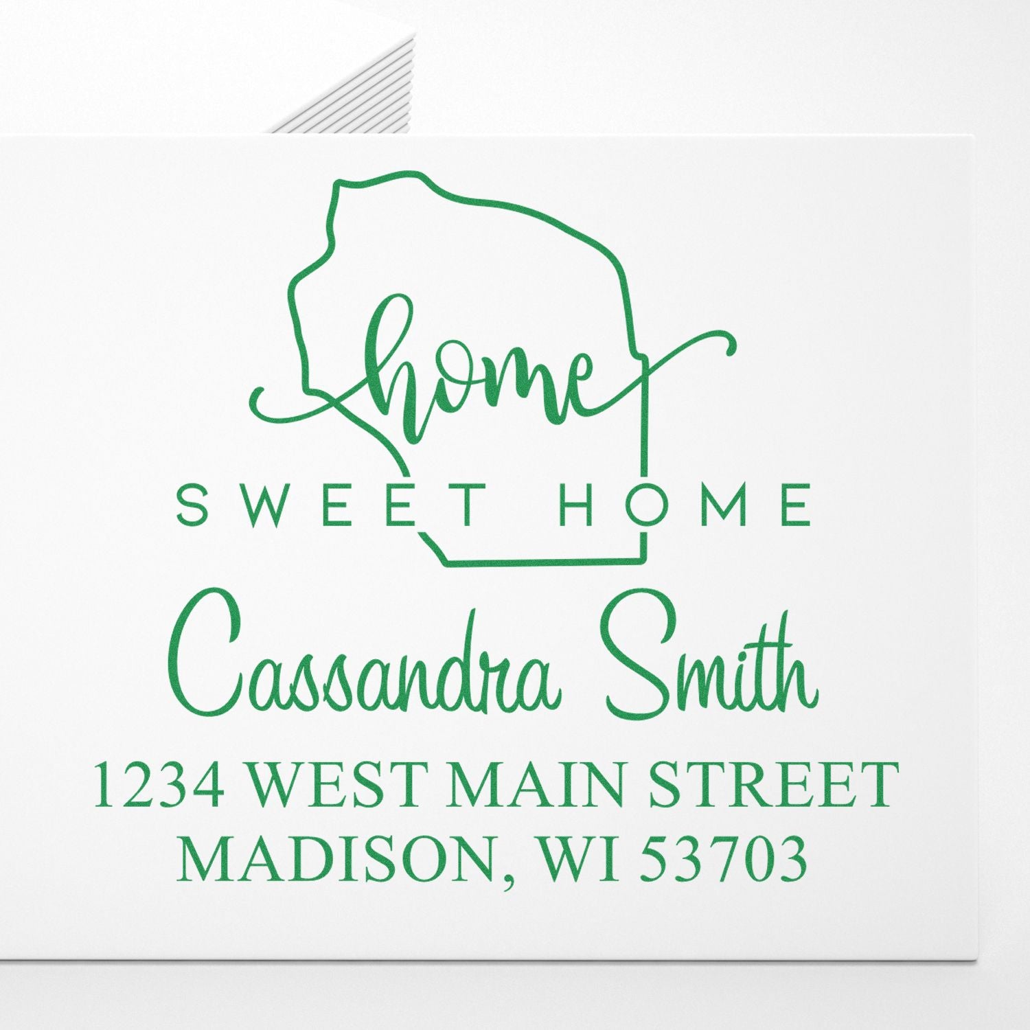 Slim Home Sweet Home Wisconsin Custom Home Address for Envelopes Stamp - Engineer Seal Stamps