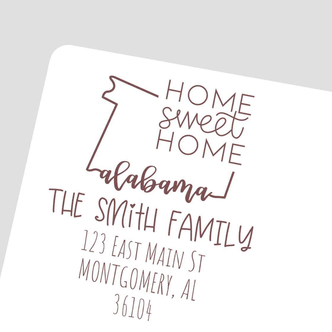 Wood Handle Alabama Home Sweet Home Custom Mail Stamp - Engineer Seal Stamps