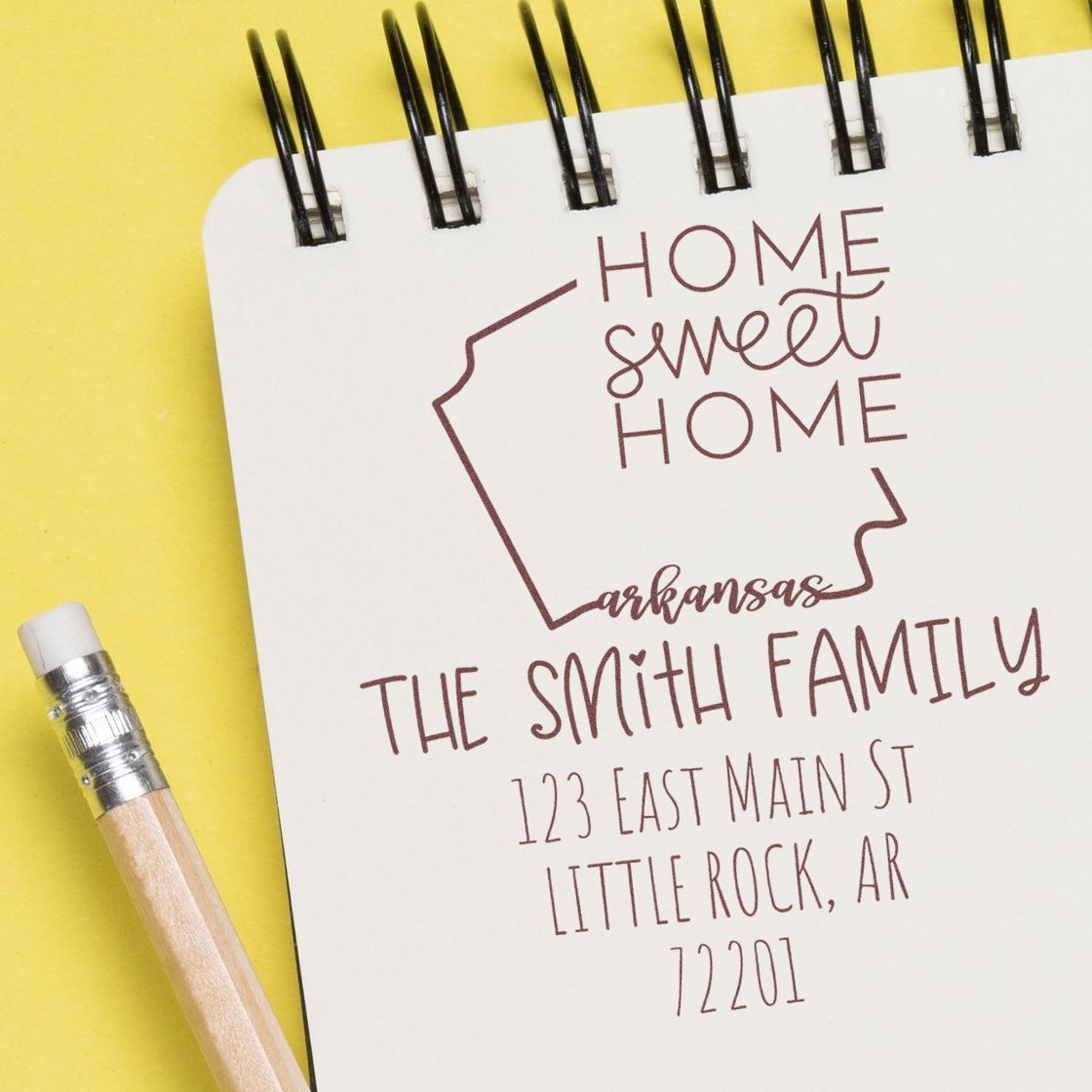 Wood Handle Arkansas Home Sweet Home Custom Home Address Stamp - Engineer Seal Stamps