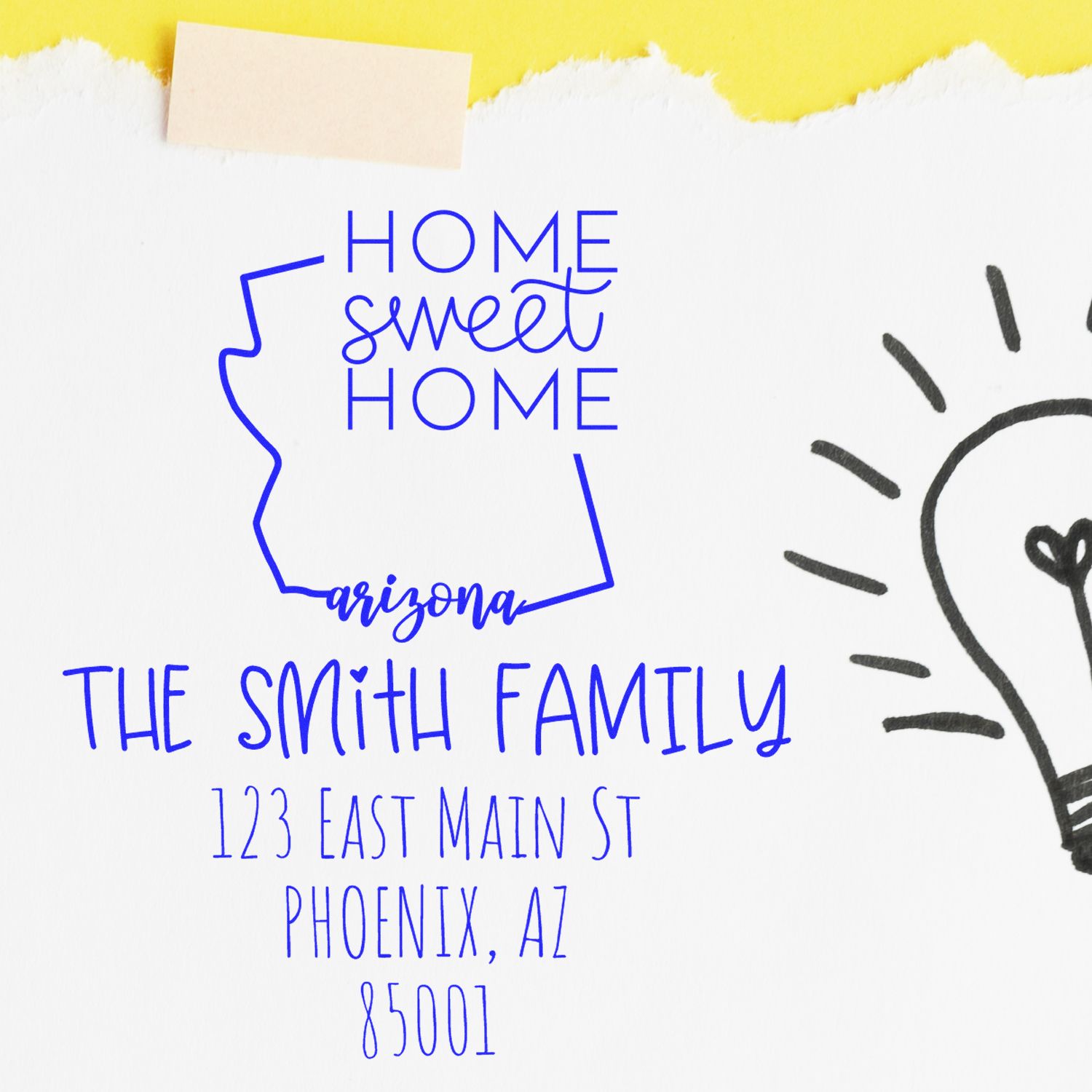 Slim Arizona Home Sweet Home Custom Address Label Pre-Inked Stamp - Engineer Seal Stamps