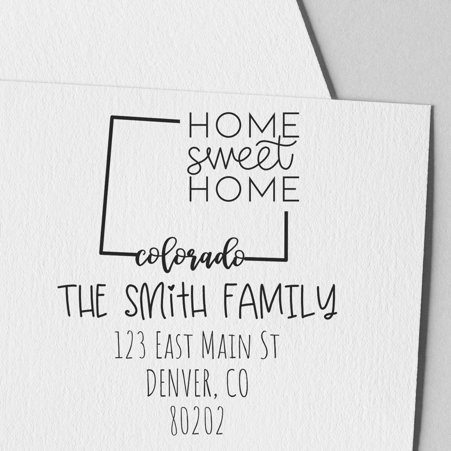 Wood Handle Colorado Home Sweet Home Custom Home Address Rubber Stamp - Engineer Seal Stamps
