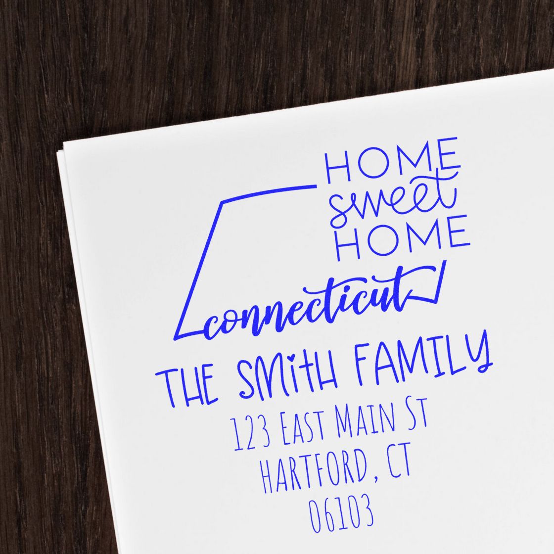 Slim Connecticut Home Sweet Home Customized Return Address Stamp - Engineer Seal Stamps