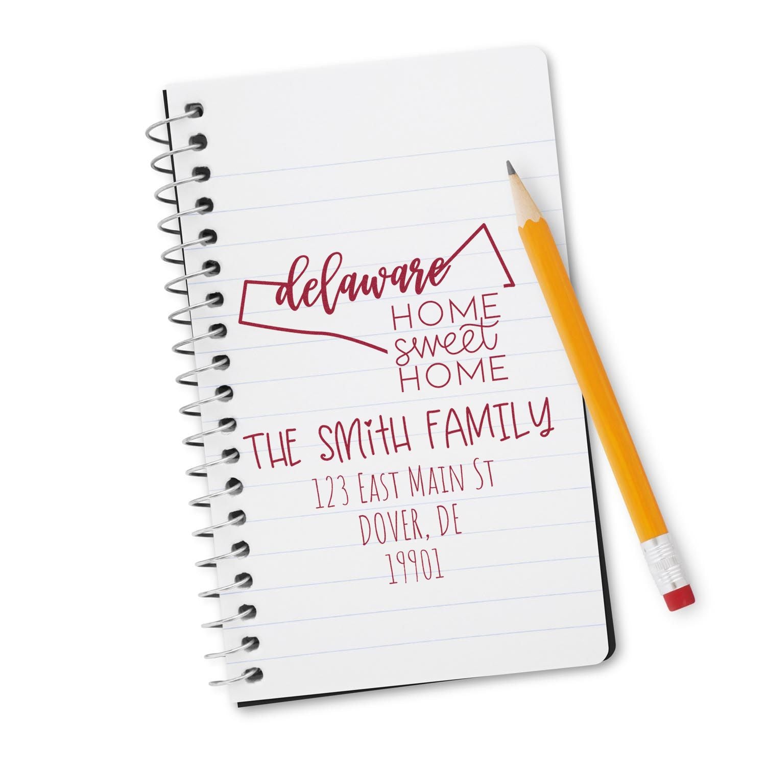 Slim Delaware Home Sweet Home Customized Return Address Stamper - Engineer Seal Stamps