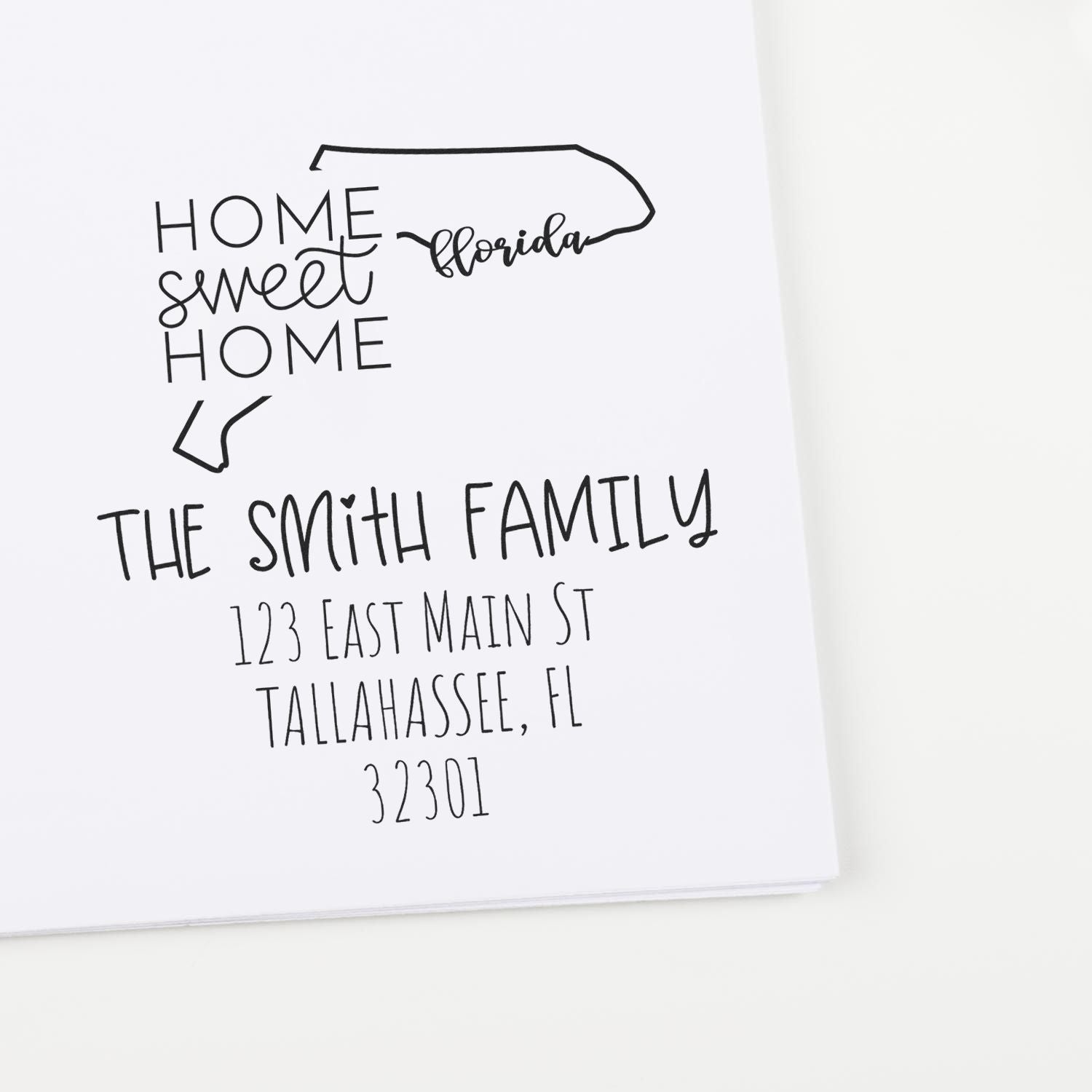 Wood Handle Florida Home Sweet Home Custom New Home Address Rubber Stamp - Engineer Seal Stamps