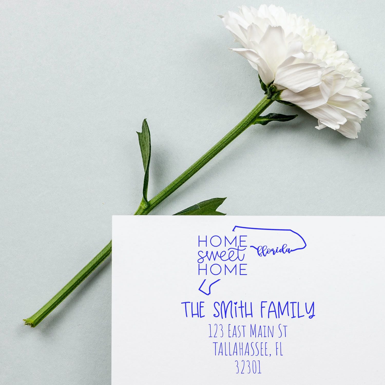 Wood Handle Florida Home Sweet Home Custom New Home Address Rubber Stamp - Engineer Seal Stamps