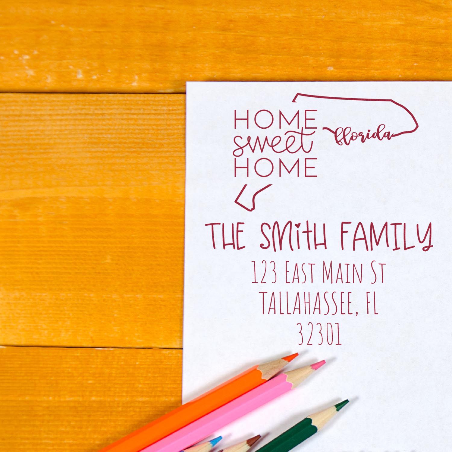 Slim Florida Home Sweet Home Customized Return Address Pre-Inked Stamp - Engineer Seal Stamps
