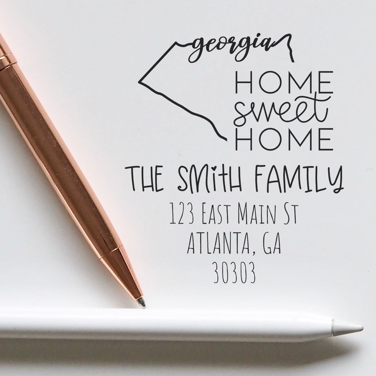 Wood Handle Georgia Home Sweet Home Custom Address Return Stamp - Engineer Seal Stamps