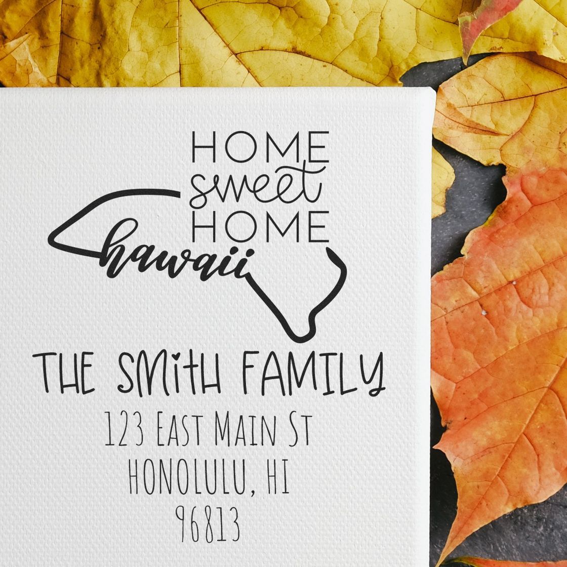 Slim Hawaii Home Sweet Home Customized Name and Address Stamper - Engineer Seal Stamps