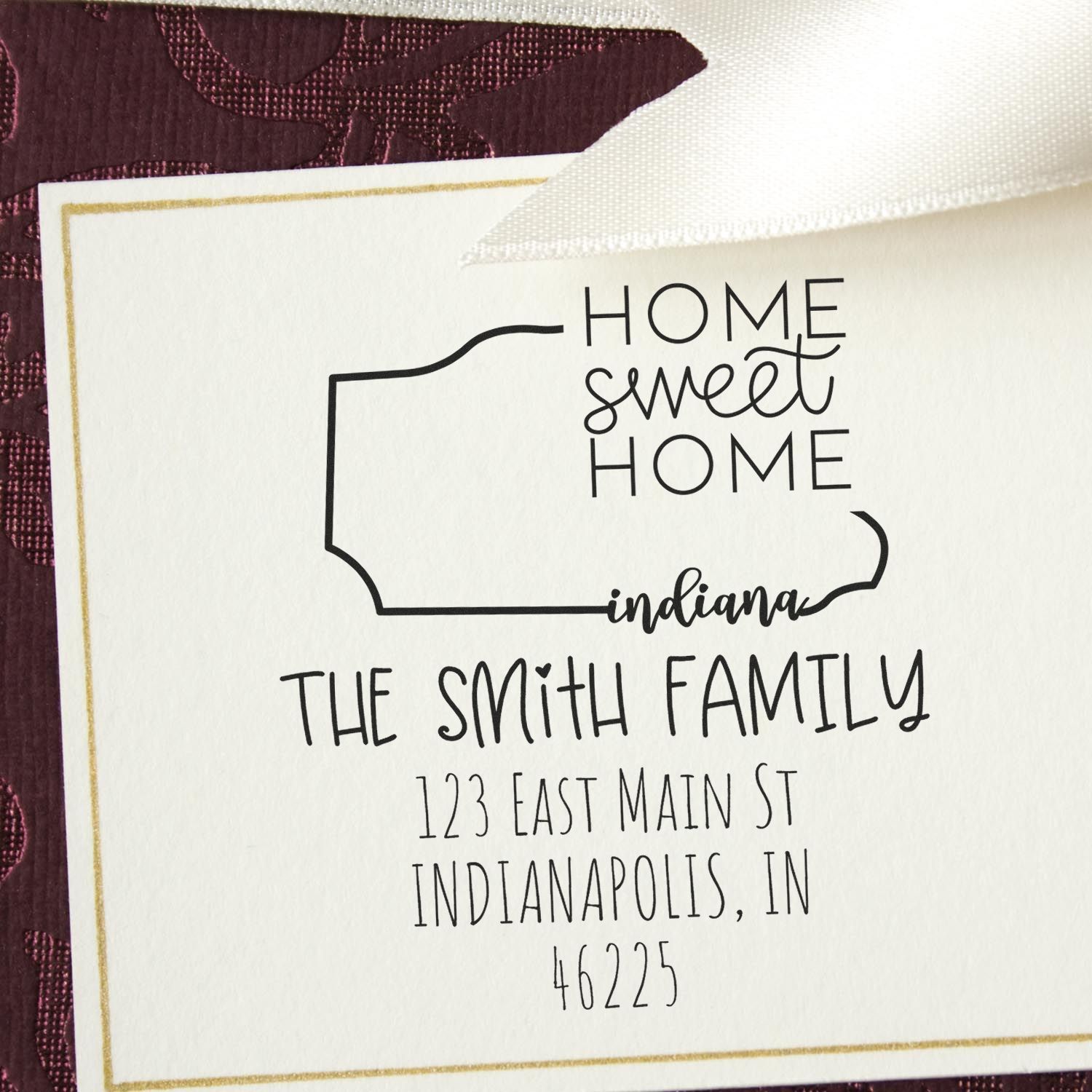 PSI Pre-Inked Indiana Home Sweet Home Customized Address Rubber Stamp - Engineer Seal Stamps