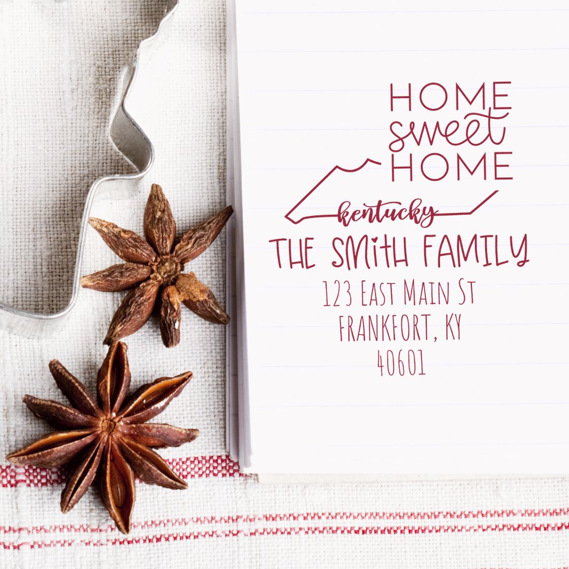 Self-Inking Kentucky Home Sweet Home Custom Address Label Stamp - Engineer Seal Stamps