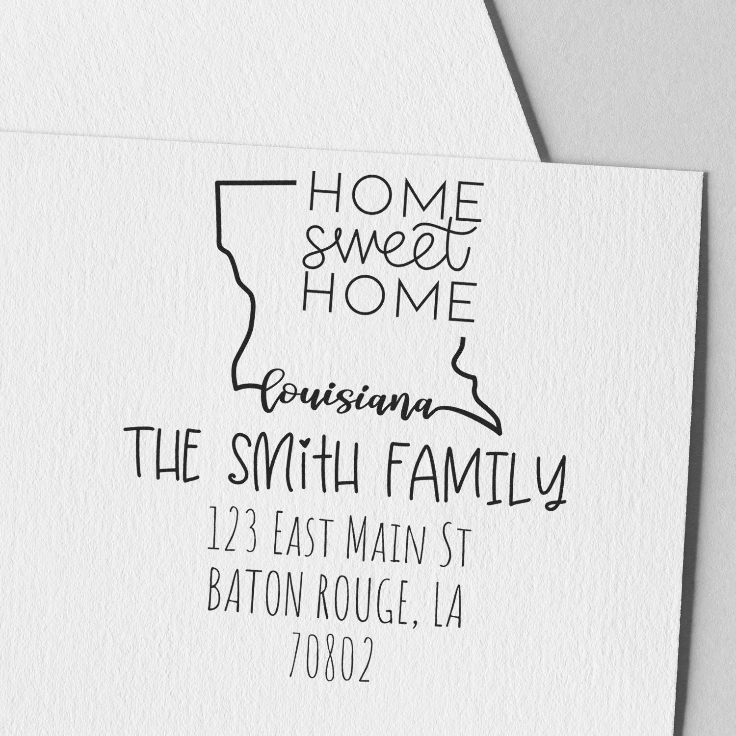 Wood Handle Louisiana Home Sweet Home Custom Mail Address Rubber Stamp - Engineer Seal Stamps