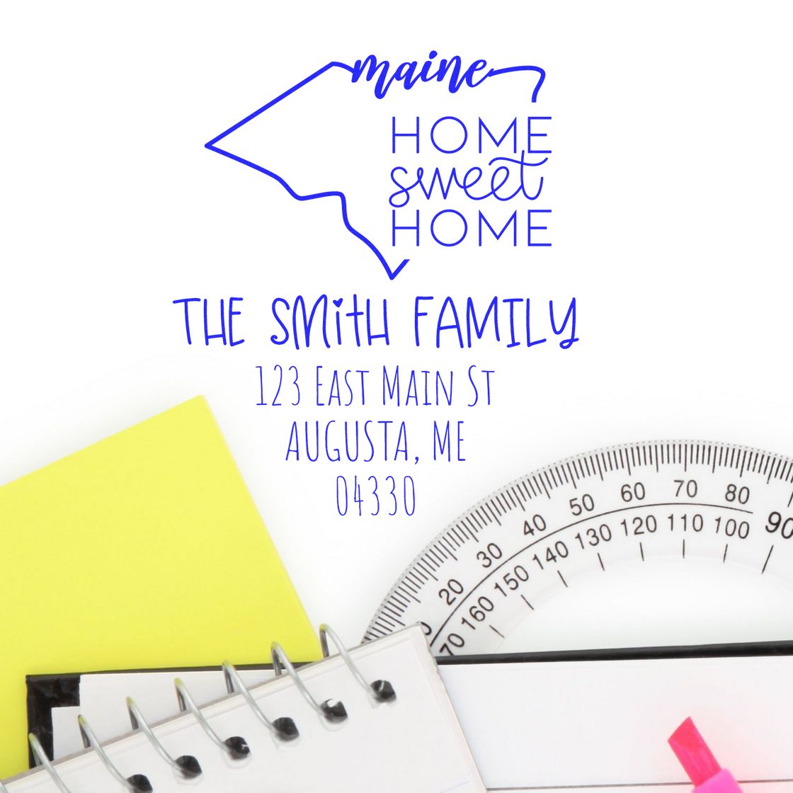 Slim Maine Home Sweet Home Customized Home Address Stamp - Engineer Seal Stamps