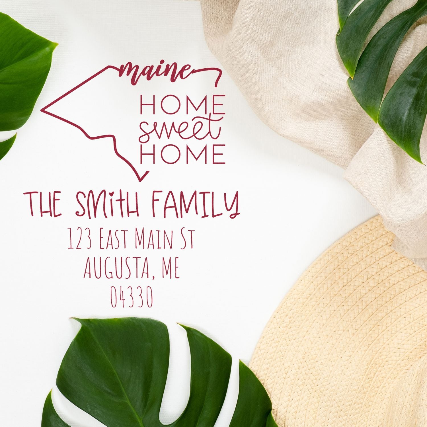 PSI Pre-Inked Maine Home Sweet Home Customized Name and Address Stamper - Engineer Seal Stamps