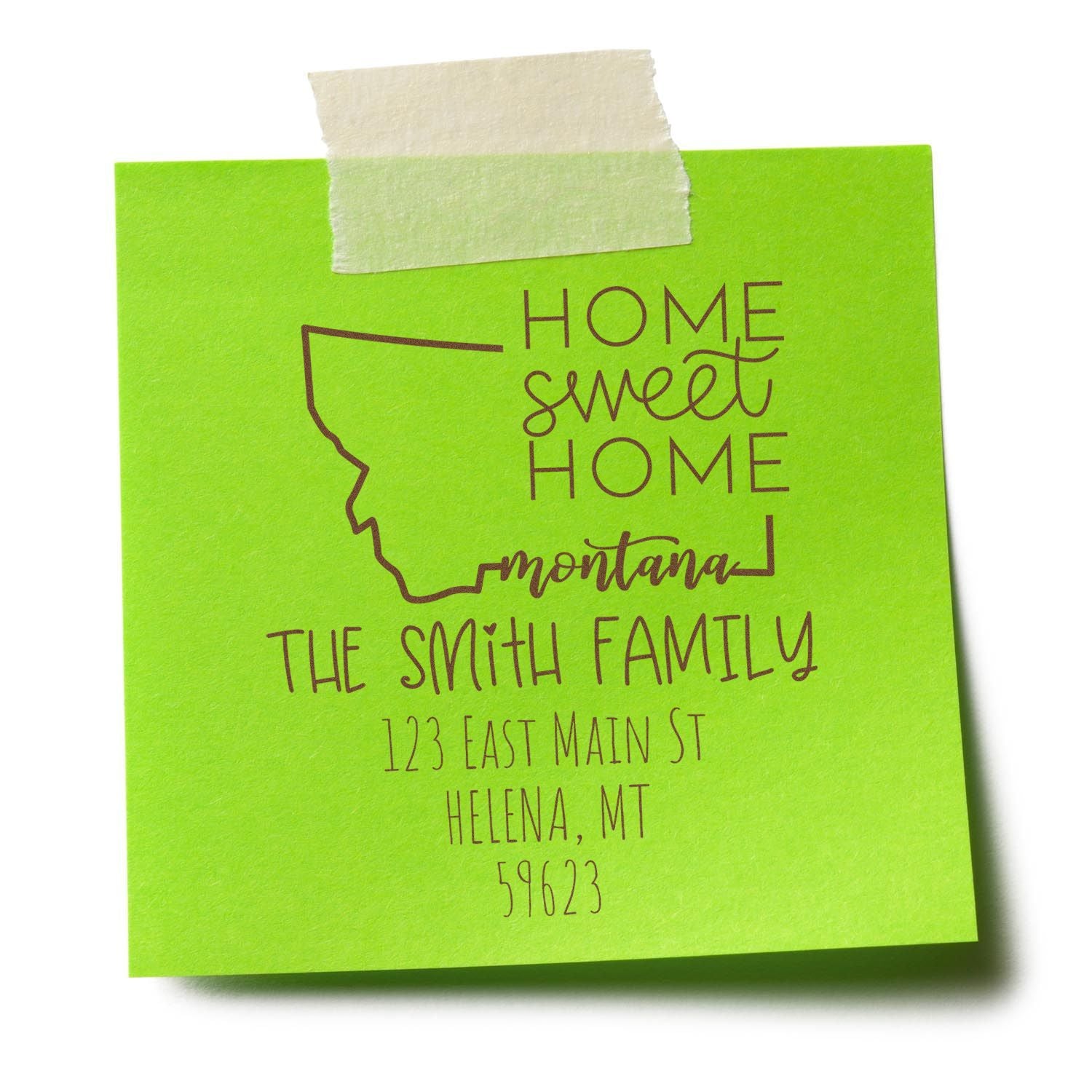 Wood Handle Montana Home Sweet Home Custom Address Label Stamper - Engineer Seal Stamps