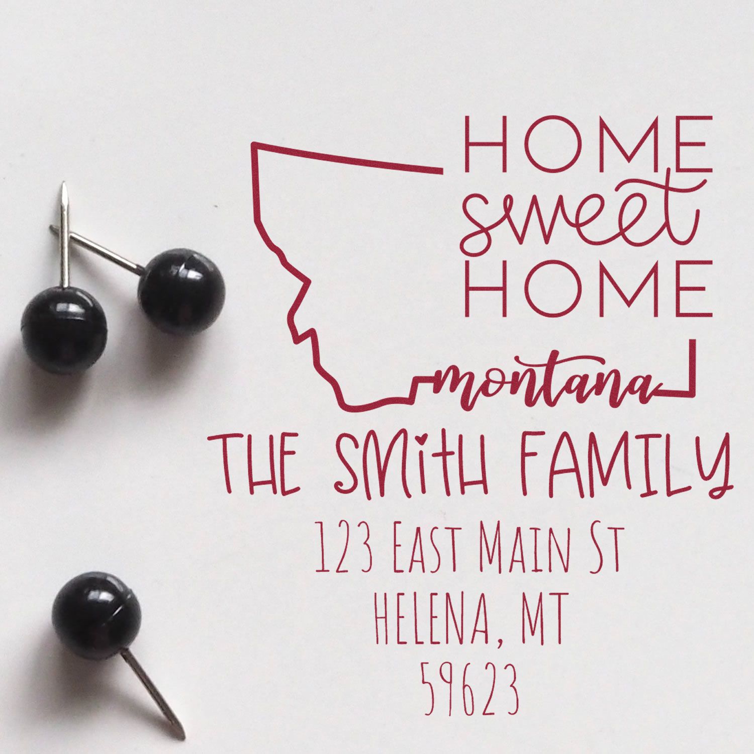 Slim Montana Home Sweet Home Customized Address Return Stamper - Engineer Seal Stamps