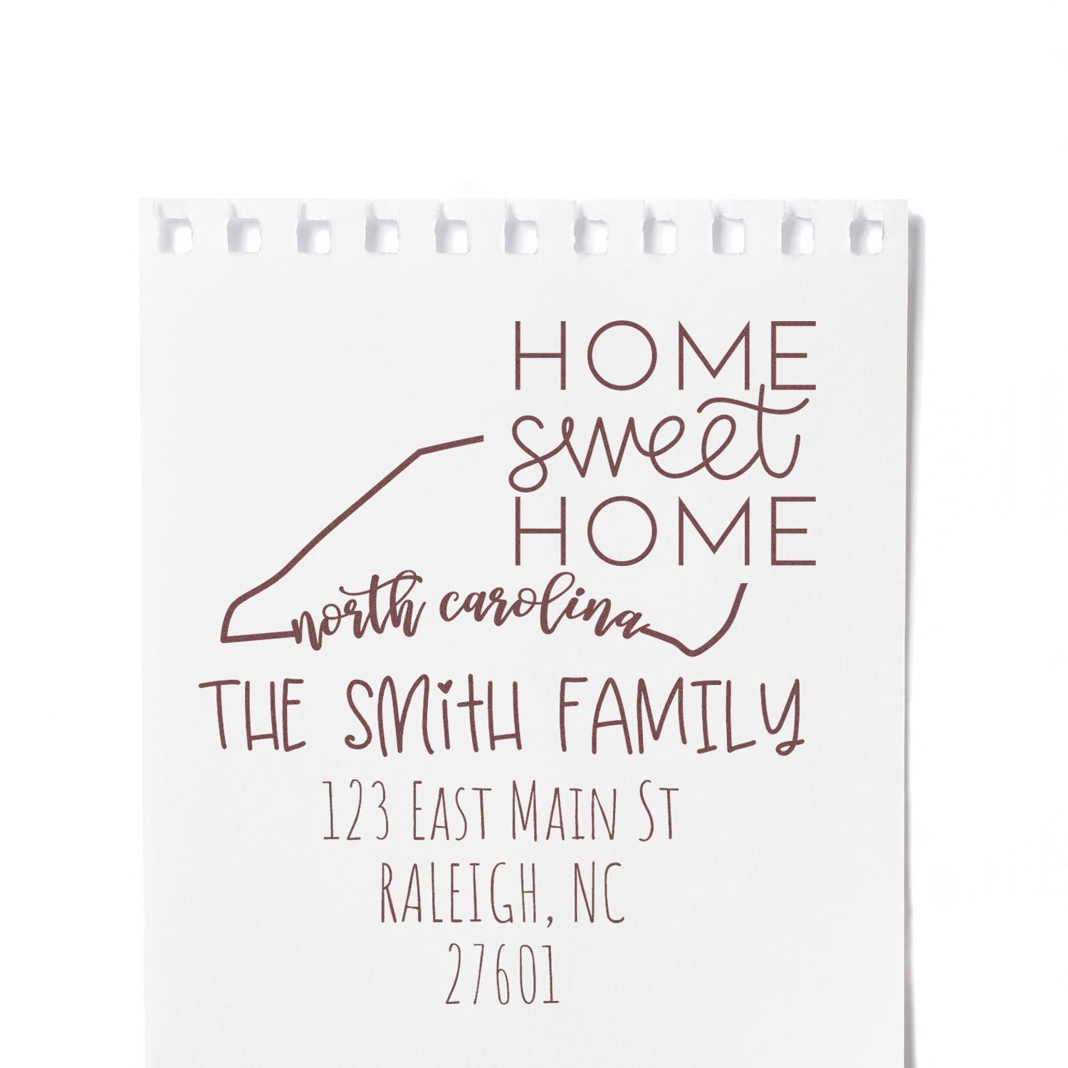 Slim North Carolina Home Sweet Home Customized Mail Address Pre-Inked Stamp - Engineer Seal Stamps