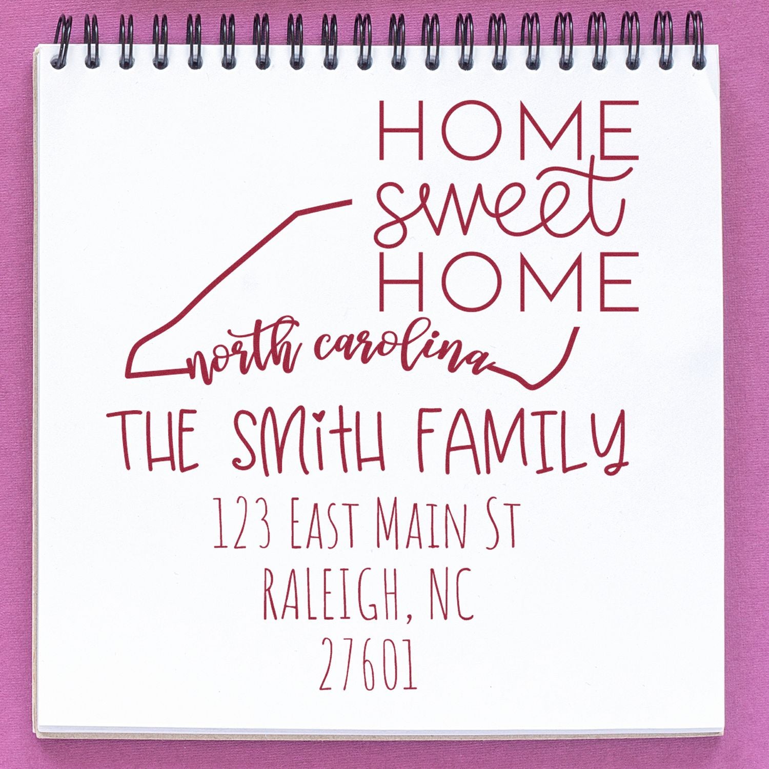 Wood Handle North Carolina Home Sweet Home Customized Return Address Rubber Stamp - Engineer Seal Stamps