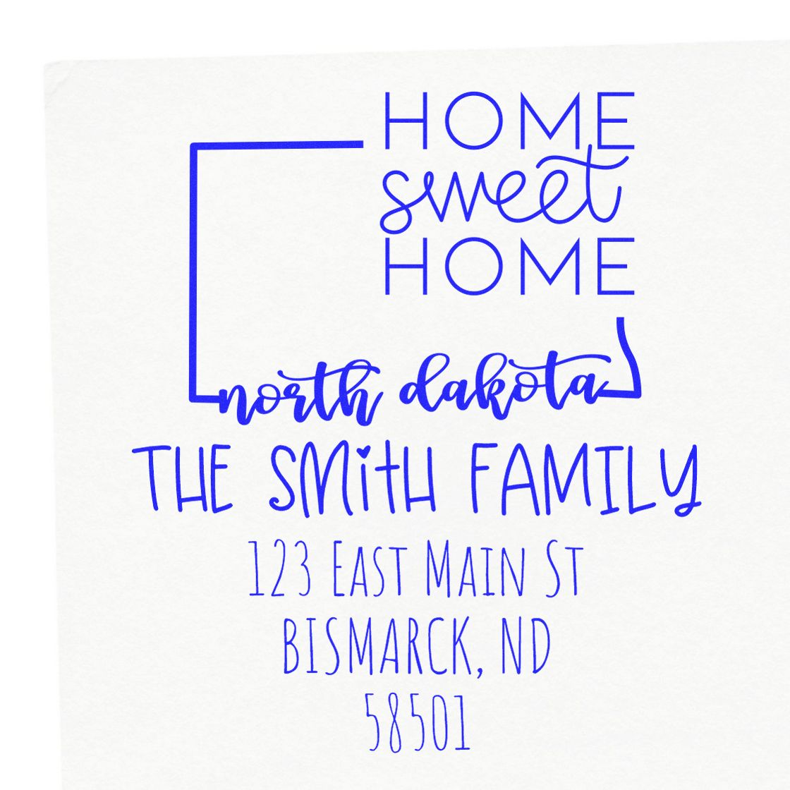 Slim North Dakota Home Sweet Home Customized New Address Stamp - Engineer Seal Stamps
