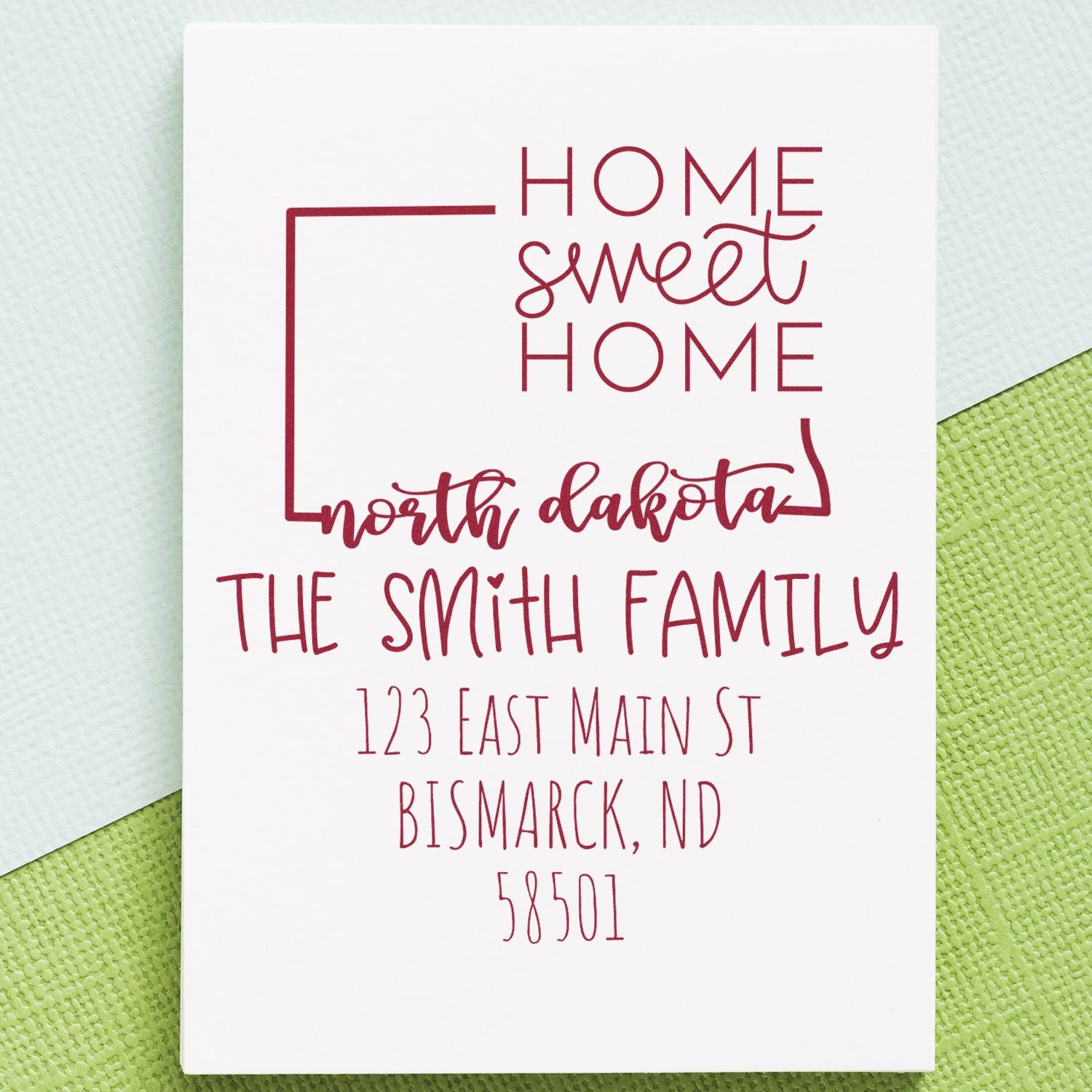 PSI Pre-Inked North Dakota Home Sweet Home Customized Address Return Stamper - Engineer Seal Stamps
