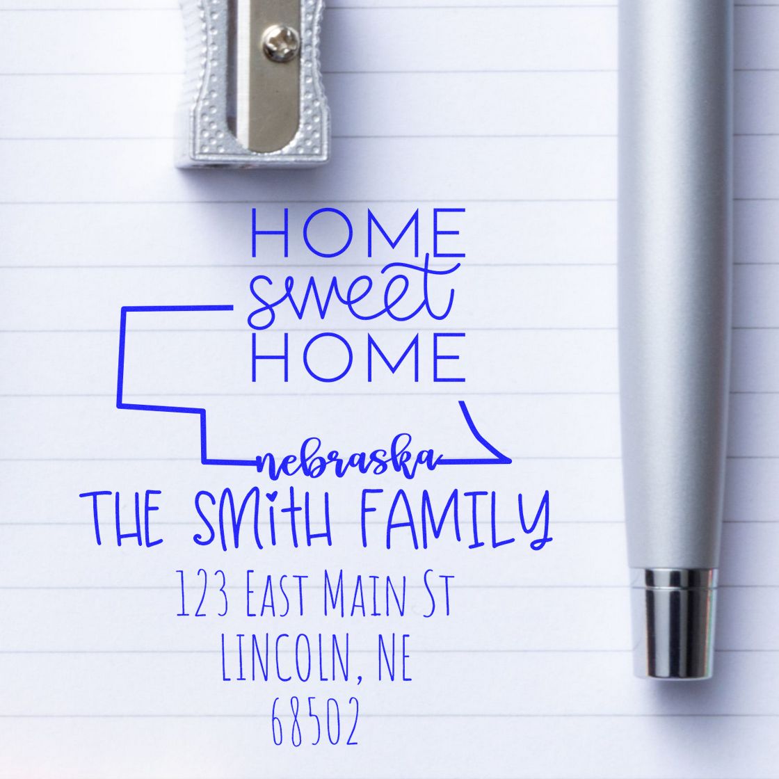 PSI Pre-Inked Nebraska Home Sweet Home Customized Home Address Stamp - Engineer Seal Stamps