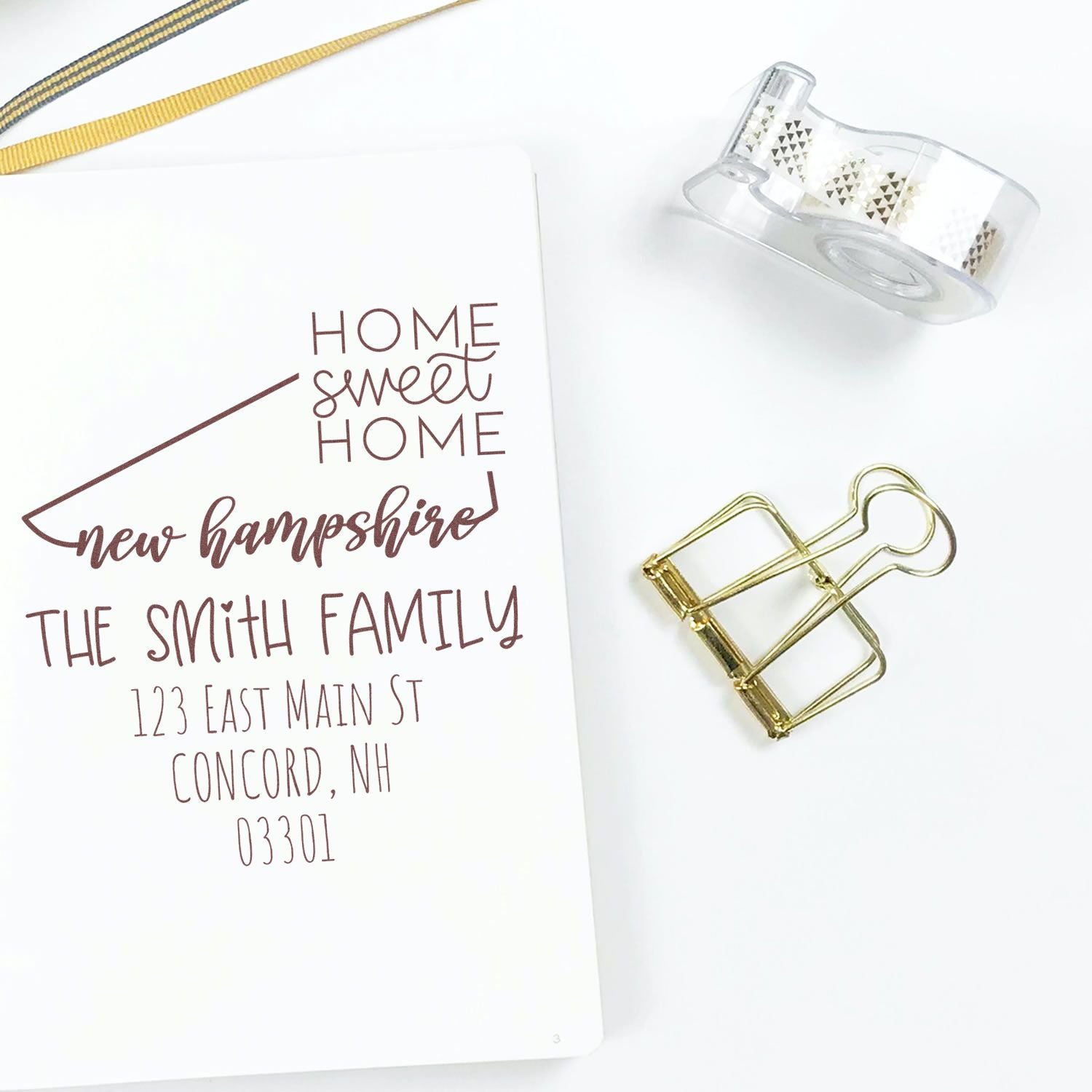 Slim New Hampshire Home Sweet Home Customized Mailing Address Stamper - Engineer Seal Stamps