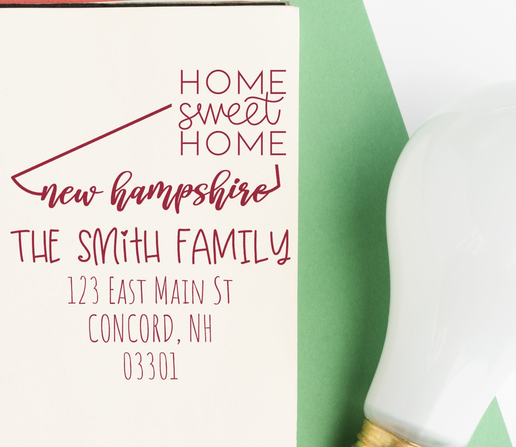 Slim New Hampshire Home Sweet Home Customized Mailing Address Stamper - Engineer Seal Stamps
