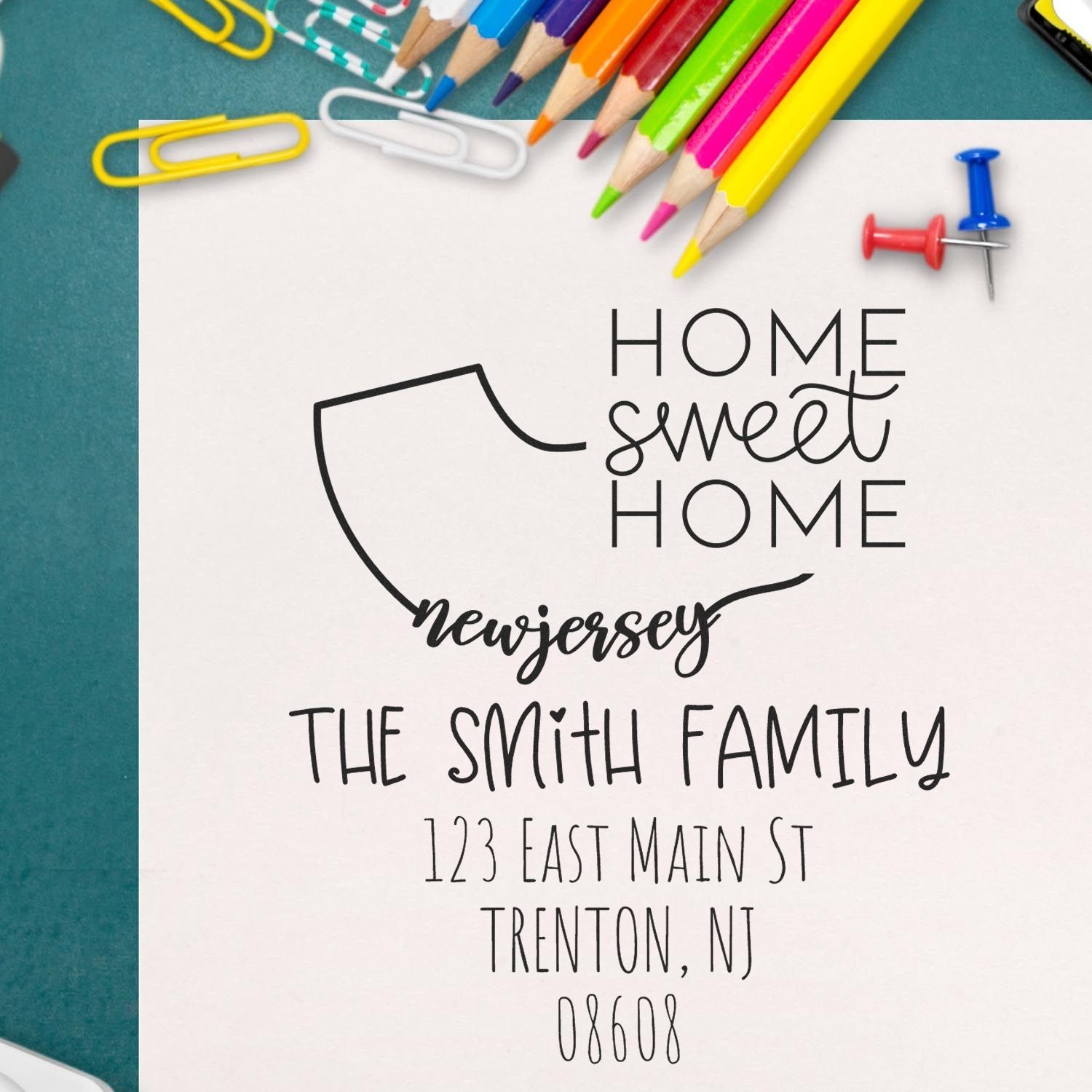 PSI Pre-Inked New Jersey Home Sweet Home Customized New Home Address Stamp - Engineer Seal Stamps
