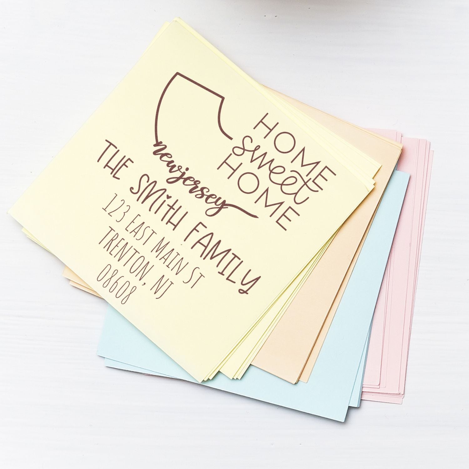 Self-Inking New Jersey Home Sweet Home Customized Mailing Stamper - Engineer Seal Stamps