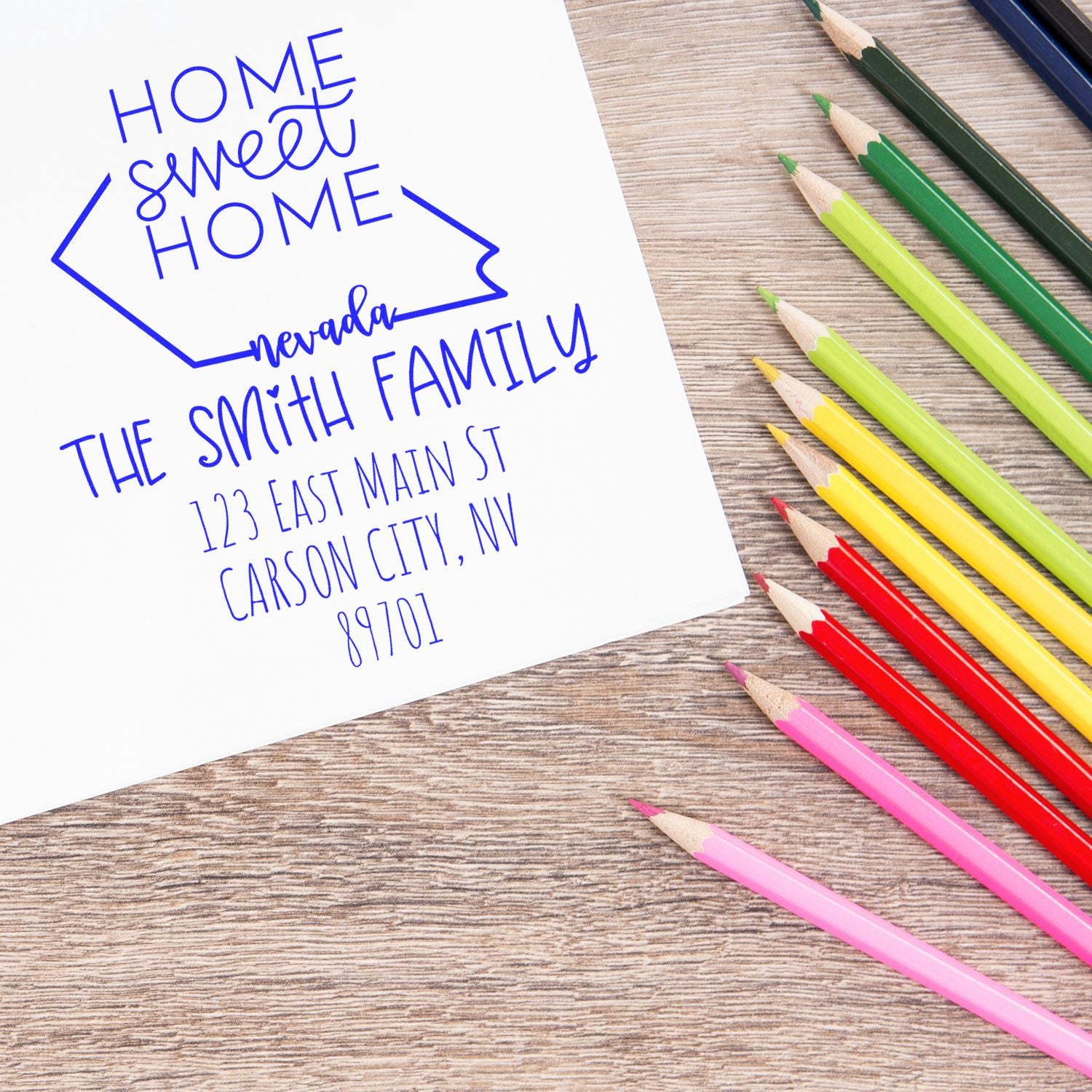 Self-Inking Nevada Home Sweet Home Customized Name and Address Rubber Stamp - Engineer Seal Stamps