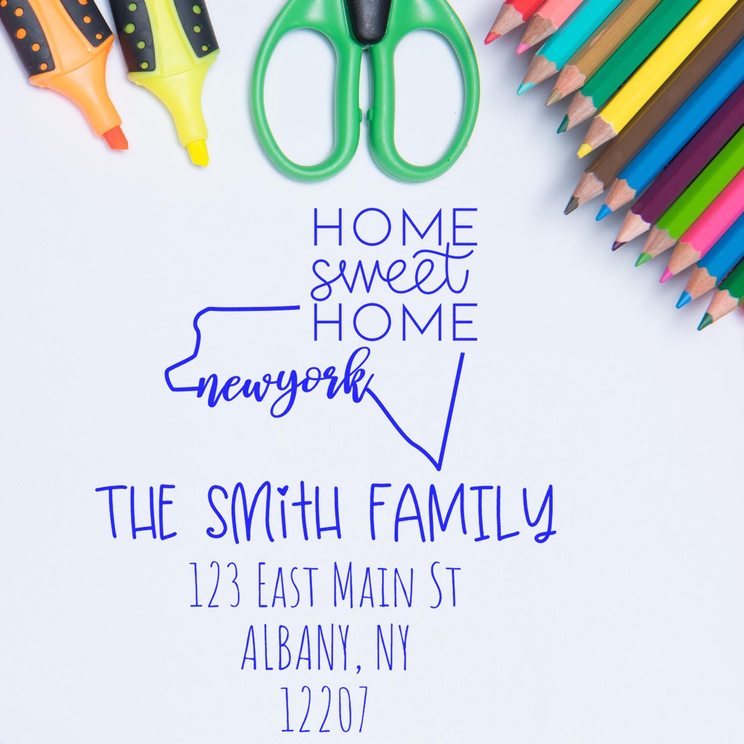 Self-Inking New York Home Sweet Home Customized Mail Stamp - Engineer Seal Stamps