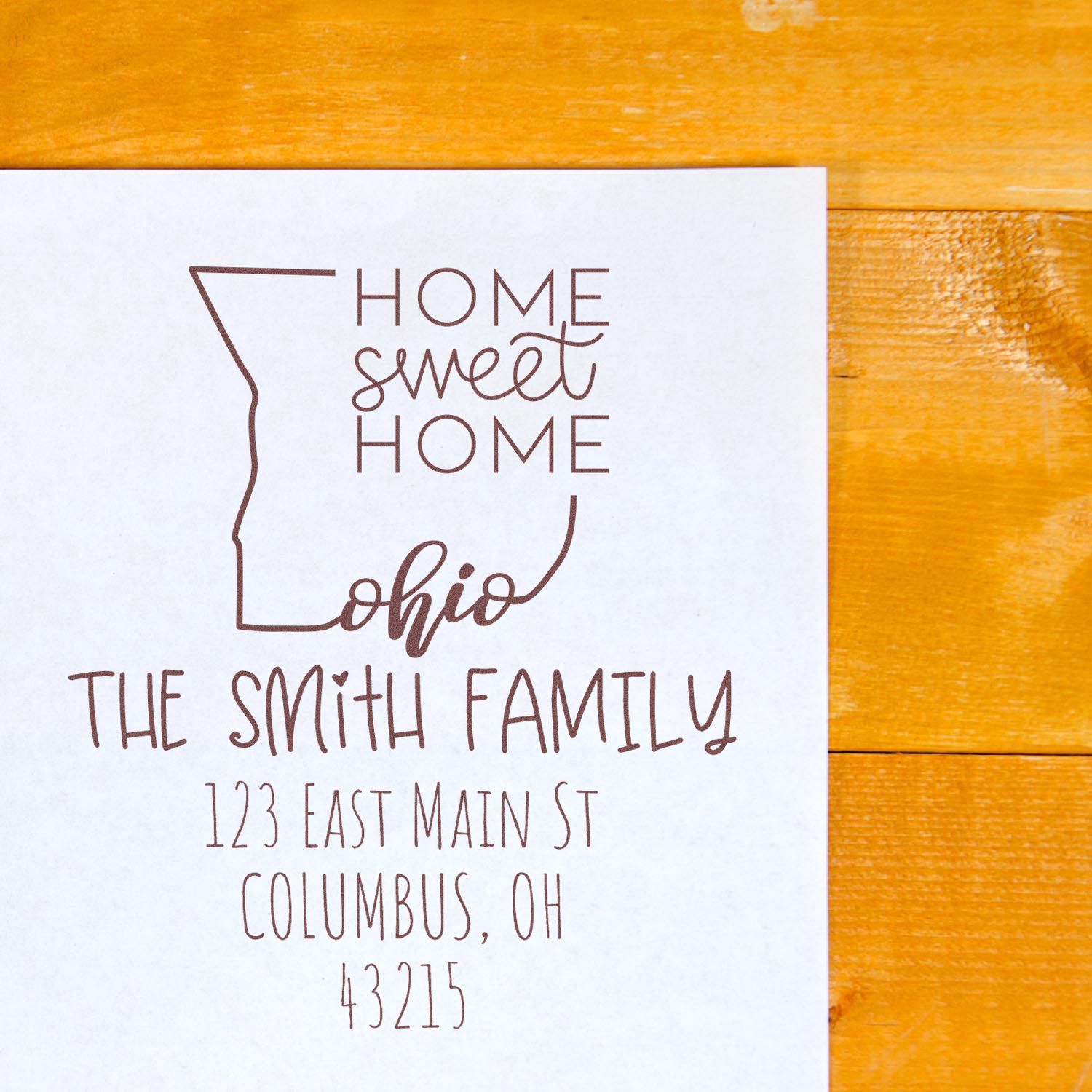 Wood Handle Ohio Home Sweet Home Customized Name and Address Stamper - Engineer Seal Stamps