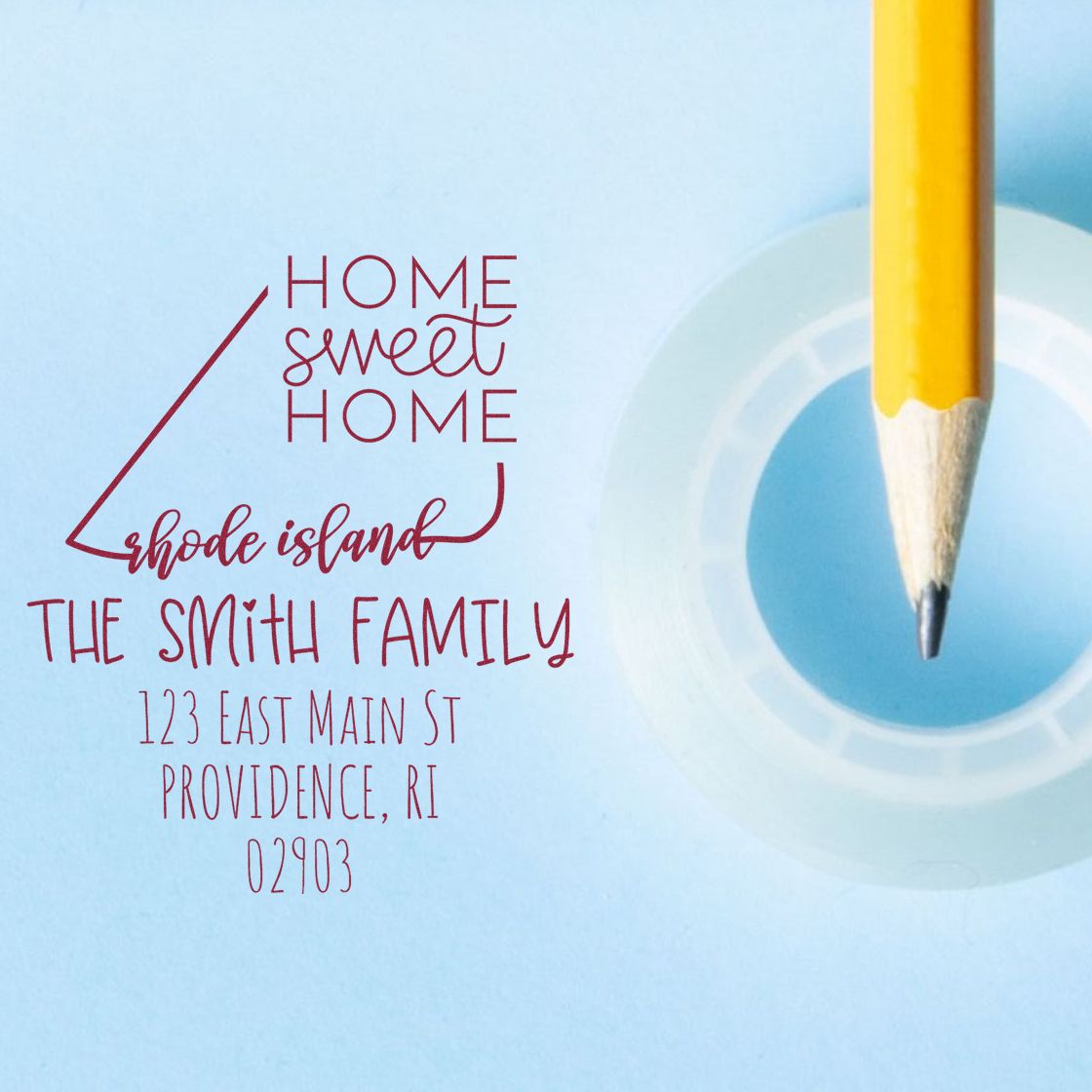 PSI Pre-Inked Rhode Island Home Sweet Home Customized Mail Address Stamp - Engineer Seal Stamps