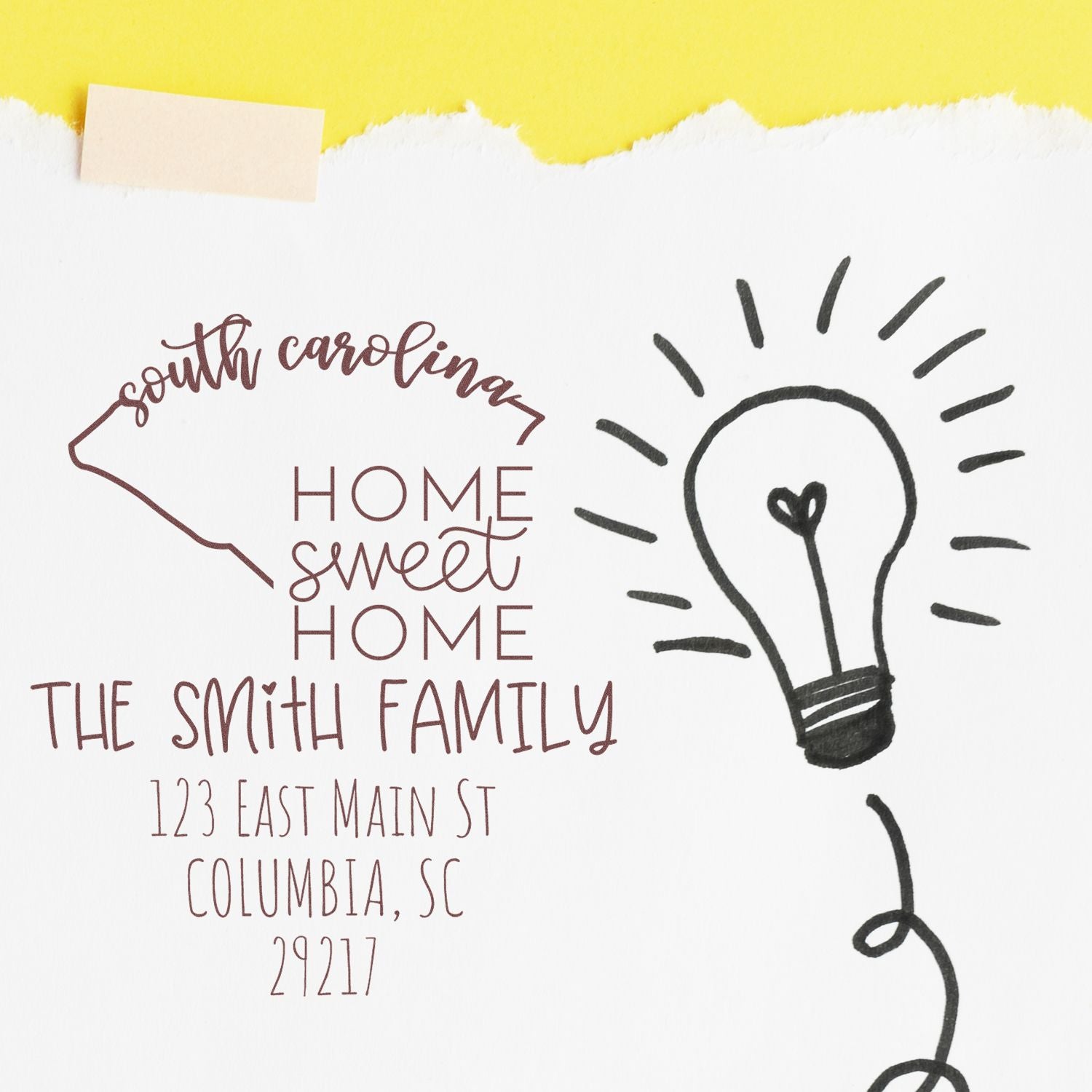 Slim South Carolina Home Sweet Home Customized Address Label Stamp - Engineer Seal Stamps