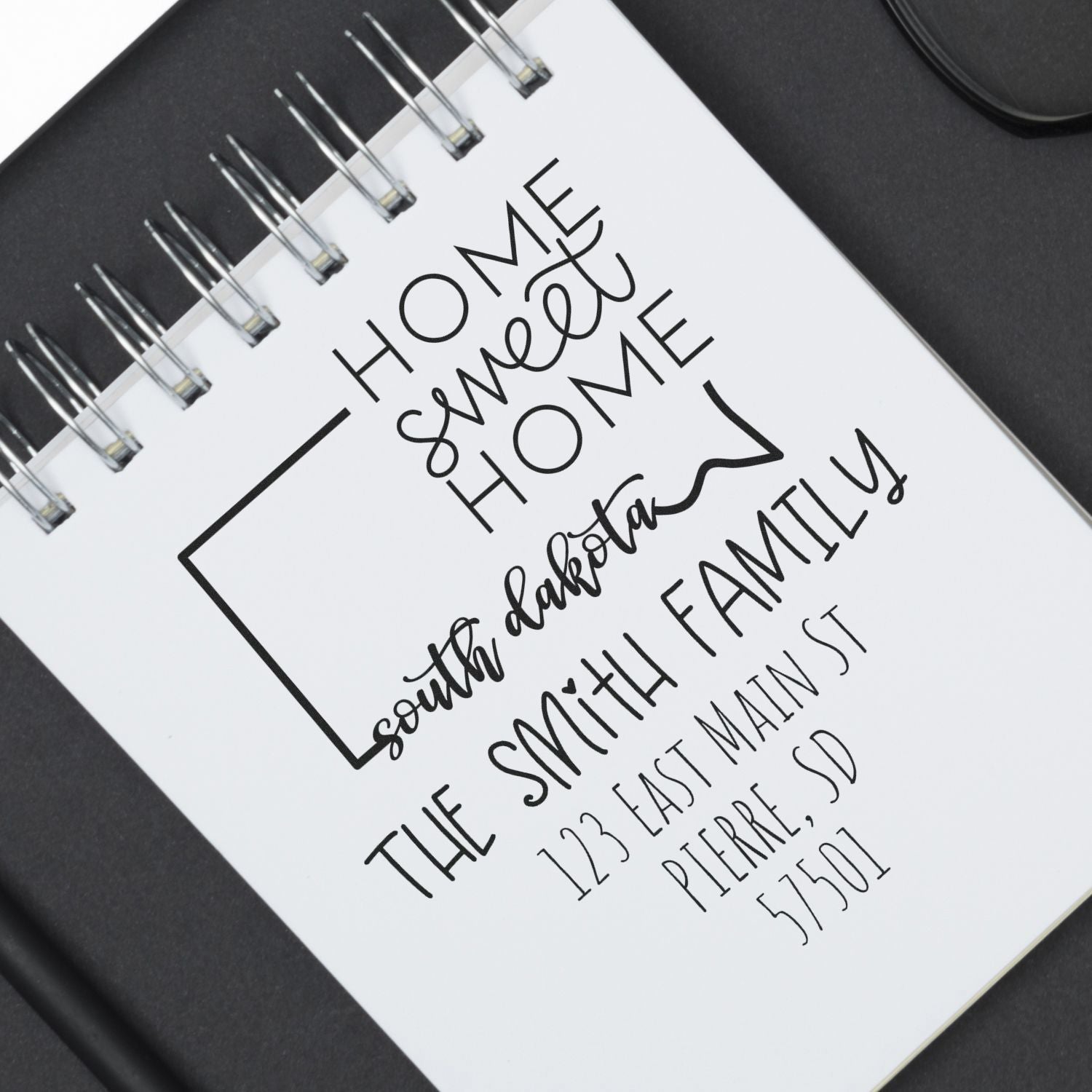 PSI Pre-Inked South Dakota Home Sweet Home Customized Mail Address Rubber Stamp - Engineer Seal Stamps