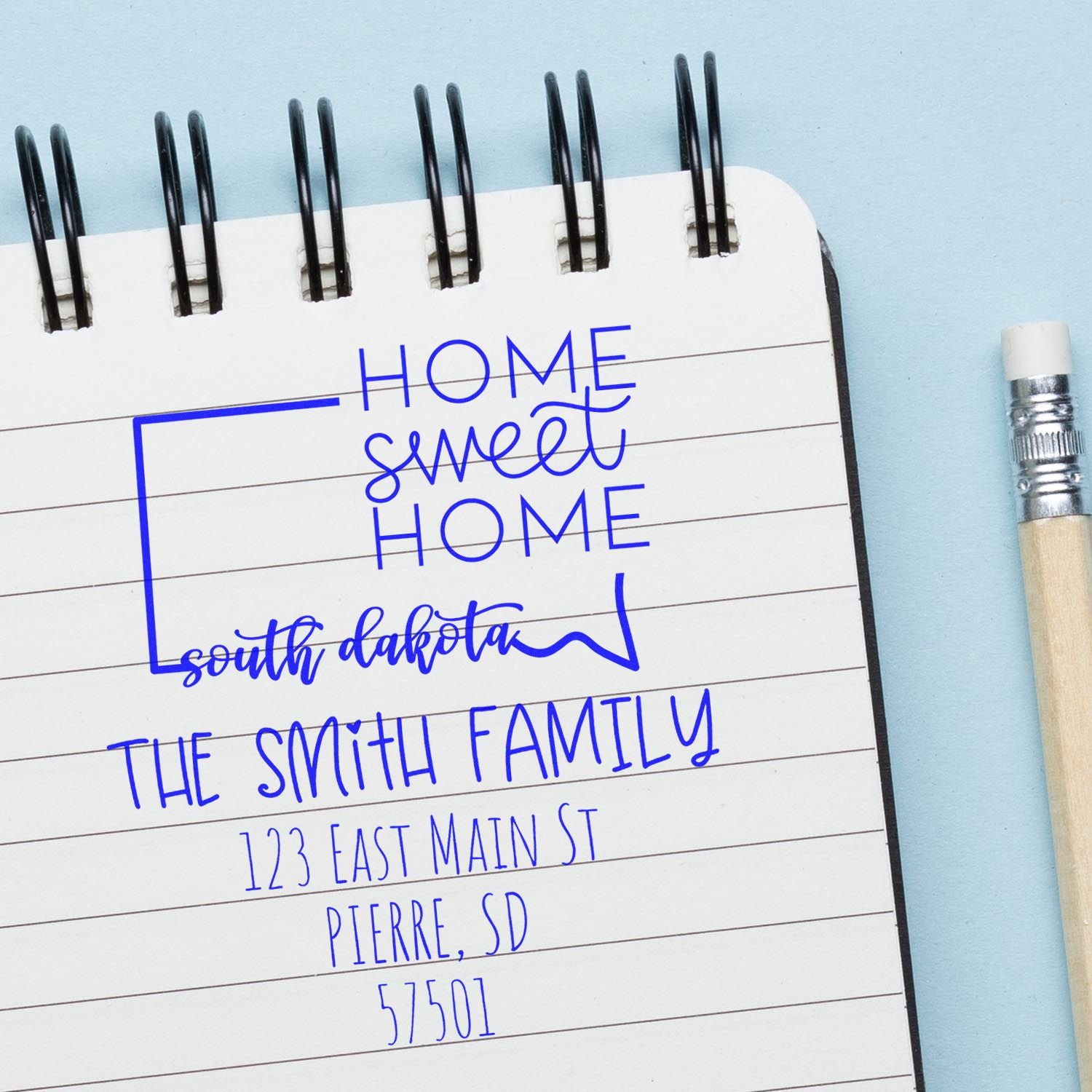 Wood Handle South Dakota Home Sweet Home Customized Mail Stamper - Engineer Seal Stamps