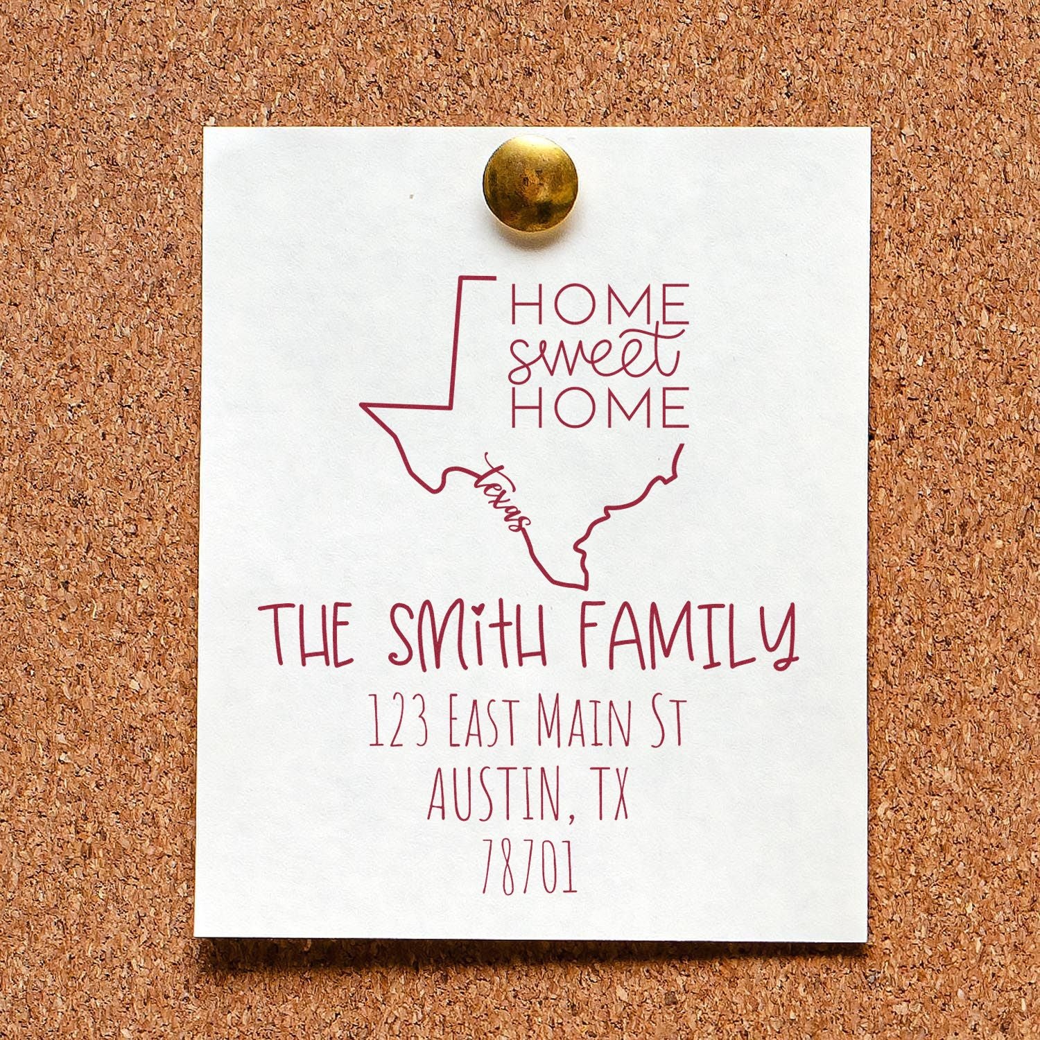 Self-Inking Texas Home Sweet Home Customized Address Return Rubber Stamp - Engineer Seal Stamps