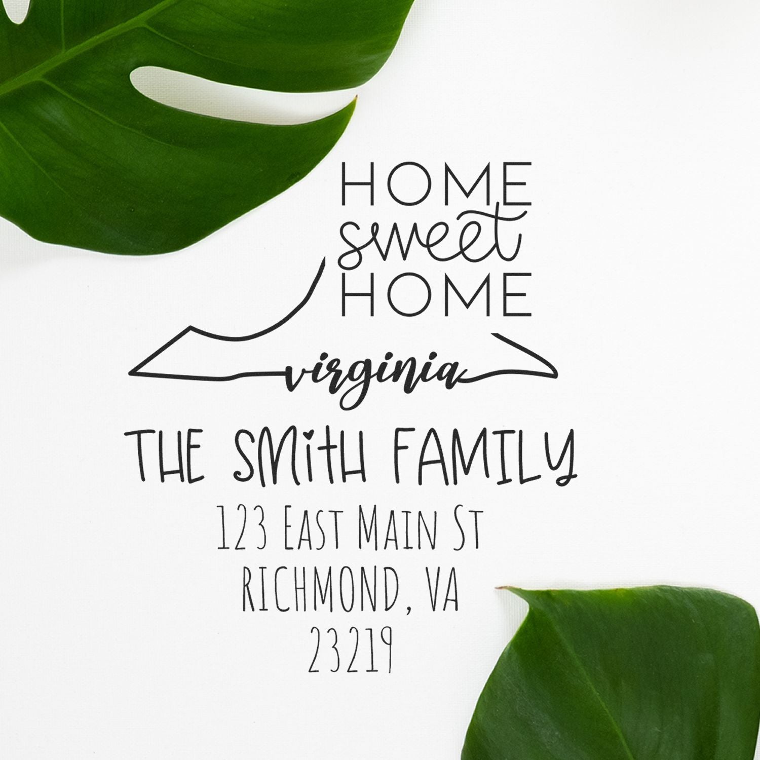 Slim Virginia Home Sweet Home Customizable Return Address Stamp - Engineer Seal Stamps