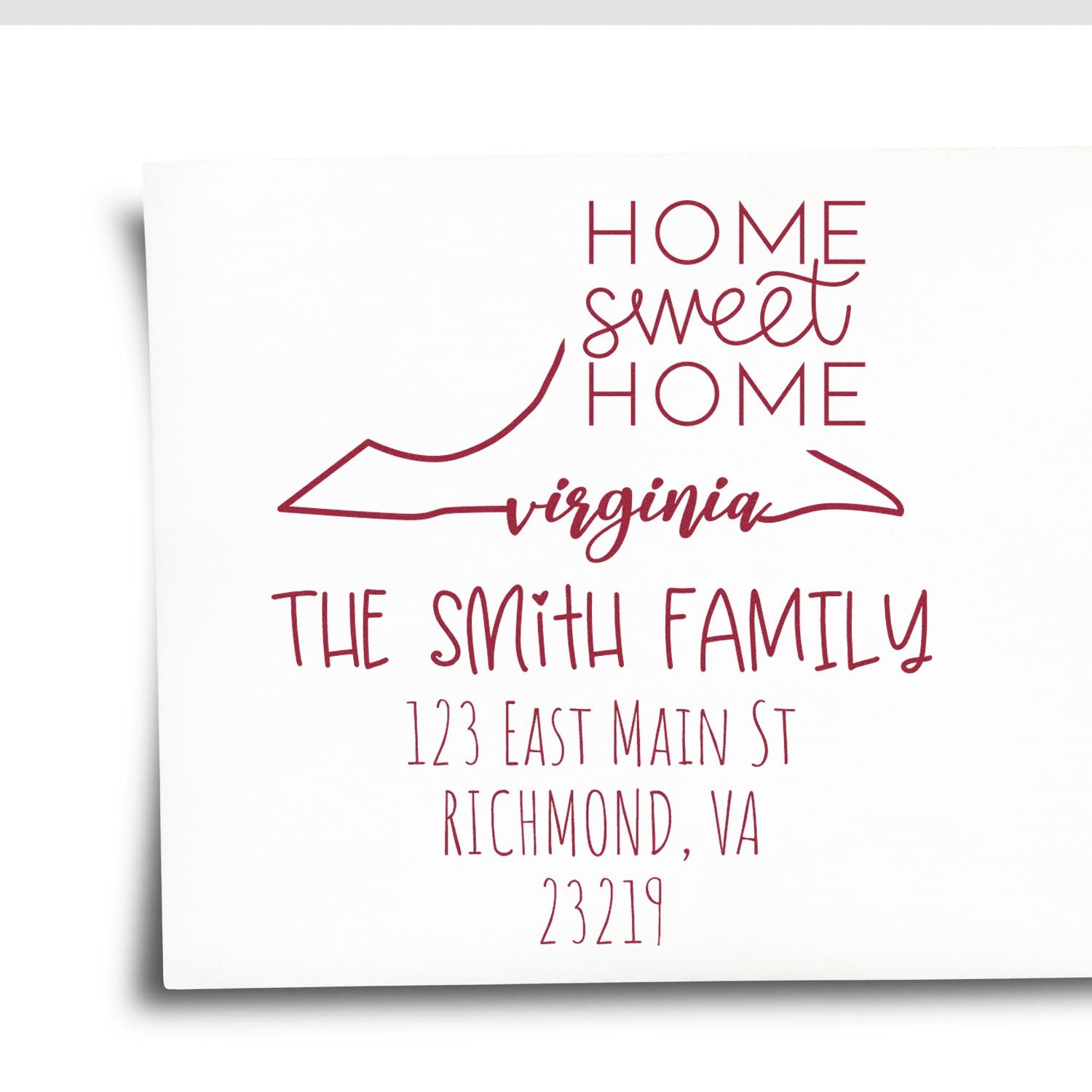 Slim Virginia Home Sweet Home Customizable Return Address Stamp - Engineer Seal Stamps