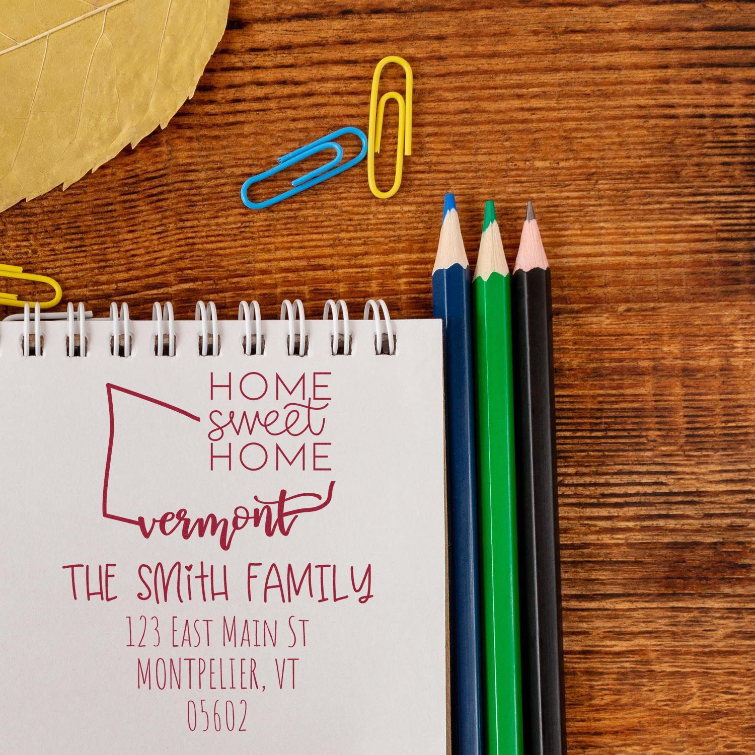 PSI Pre-Inked Vermont Home Sweet Home Customized Home Address for Envelopes Stamp - Engineer Seal Stamps