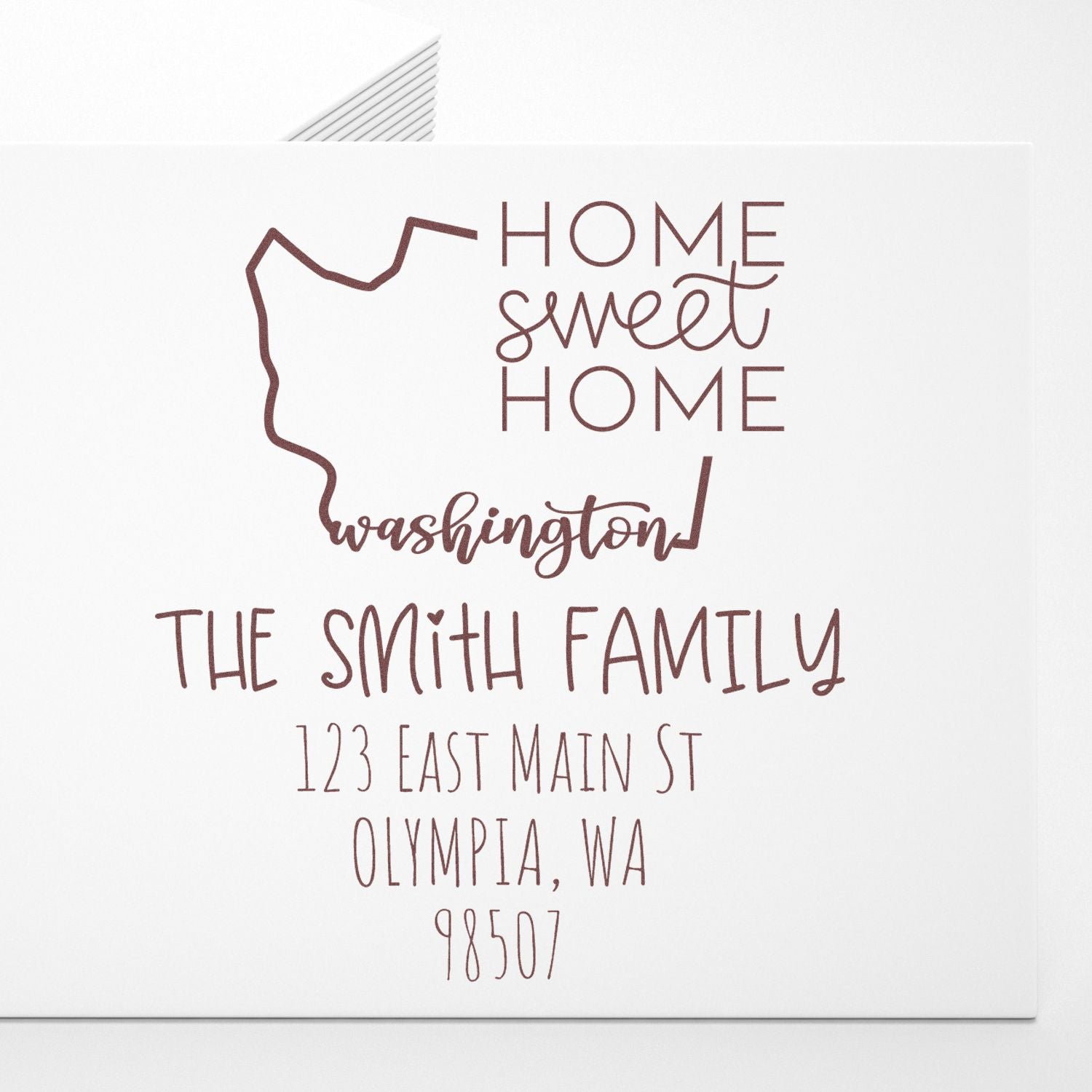 Wood Handle Washington Home Sweet Home Customized New Home Address Stamper - Engineer Seal Stamps