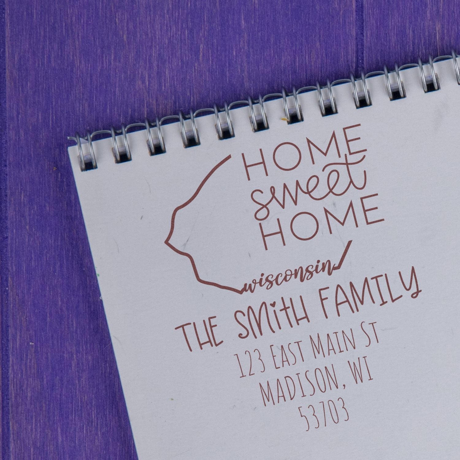 PSI Pre-Inked Wisconsin Home Sweet Home Customized Address Label Stamper - Engineer Seal Stamps